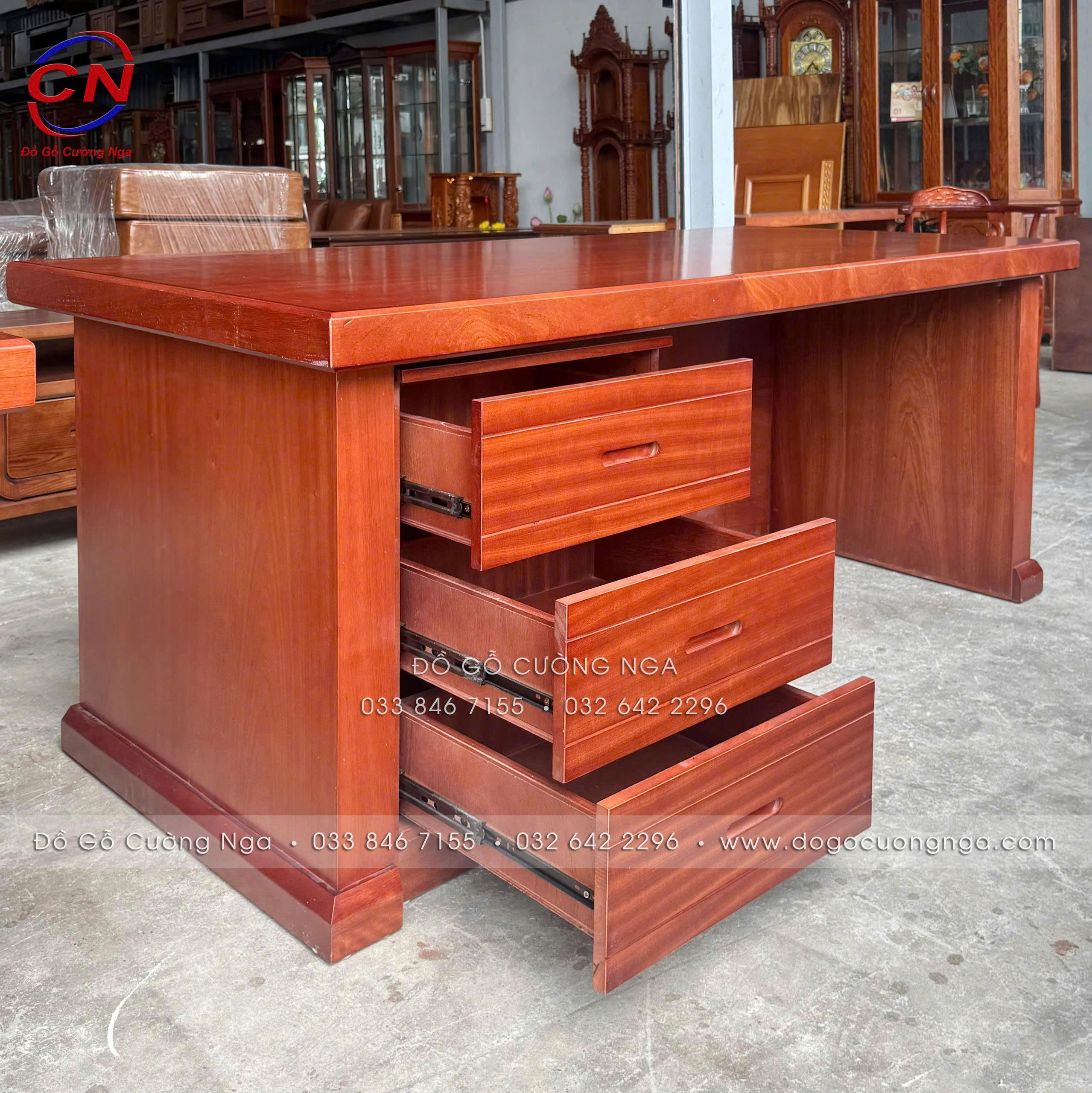 bàn làm việc giám đốc gỗ xoan đào 1m87