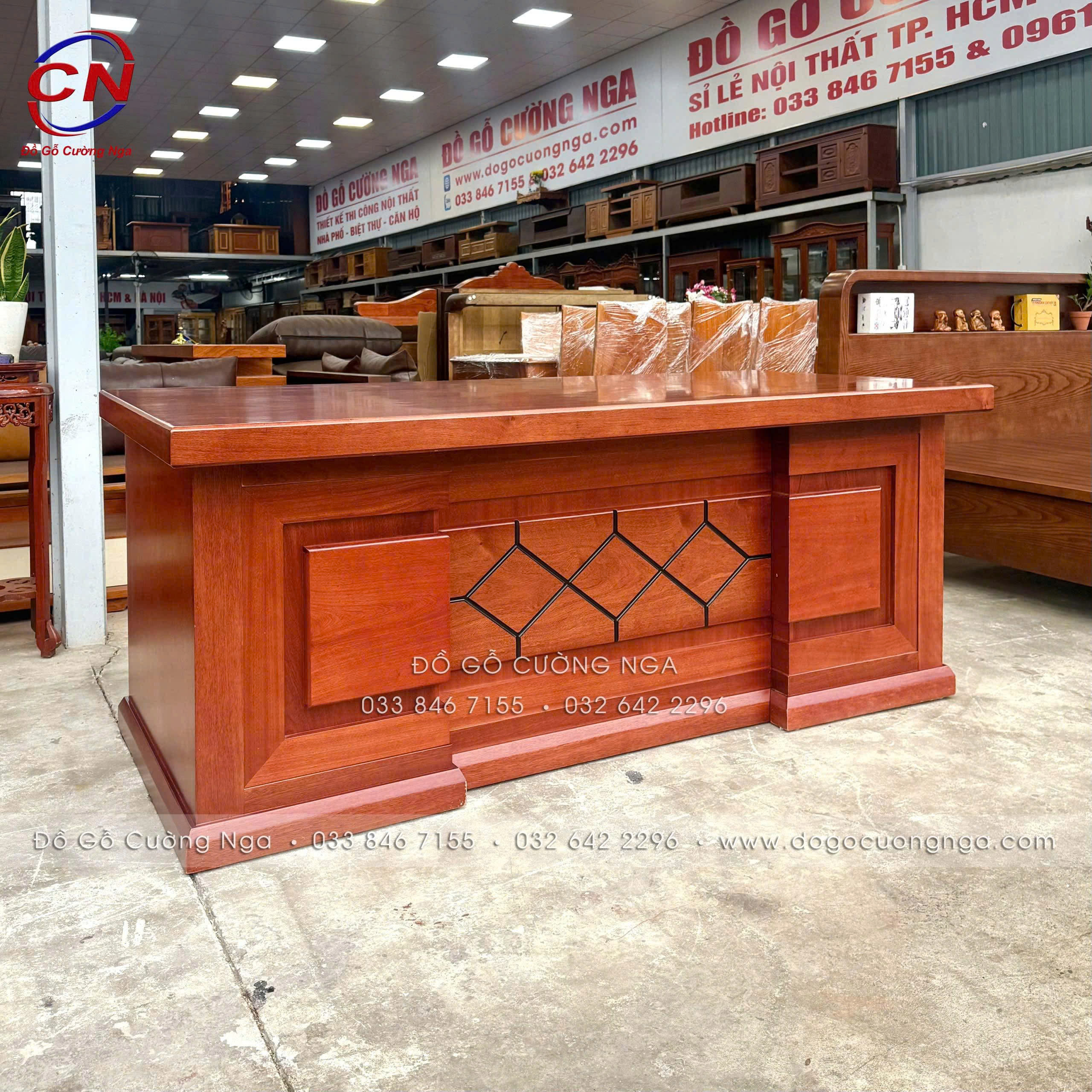 bàn làm việc giám đốc gỗ xoan đào 1m87