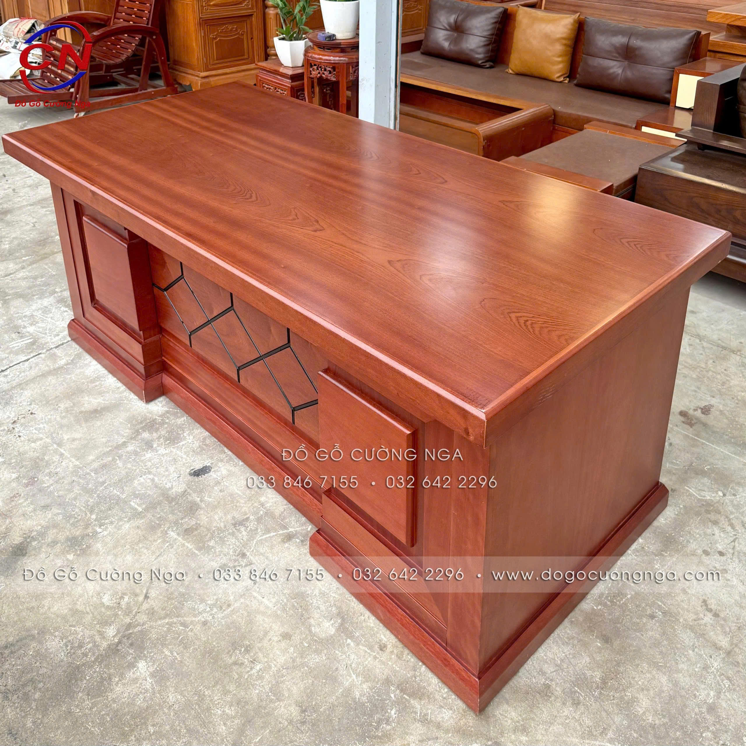 bàn làm việc gỗ xoan đào 