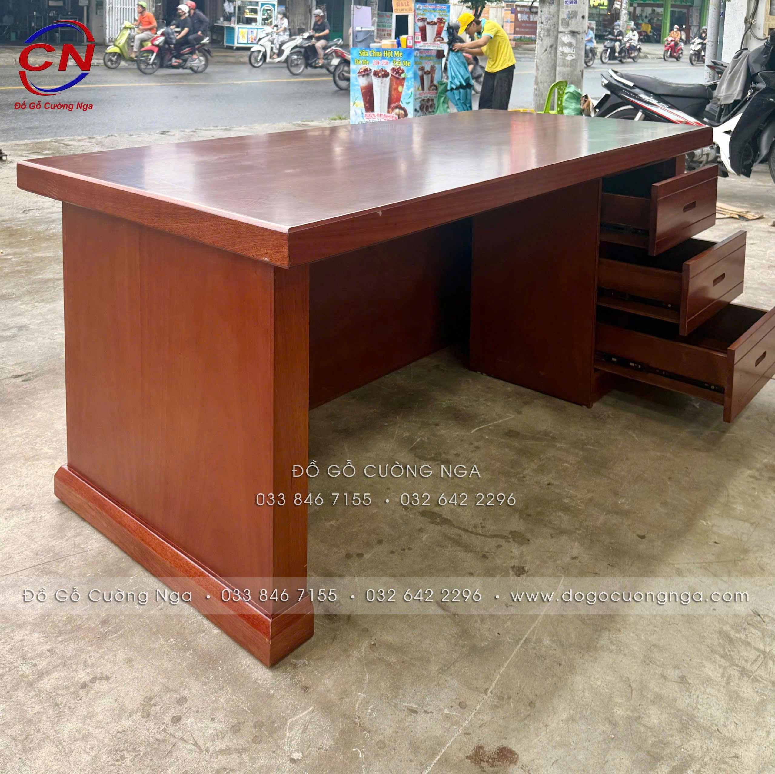 bàn làm việc giám đốc gỗ xoan đào 1m87