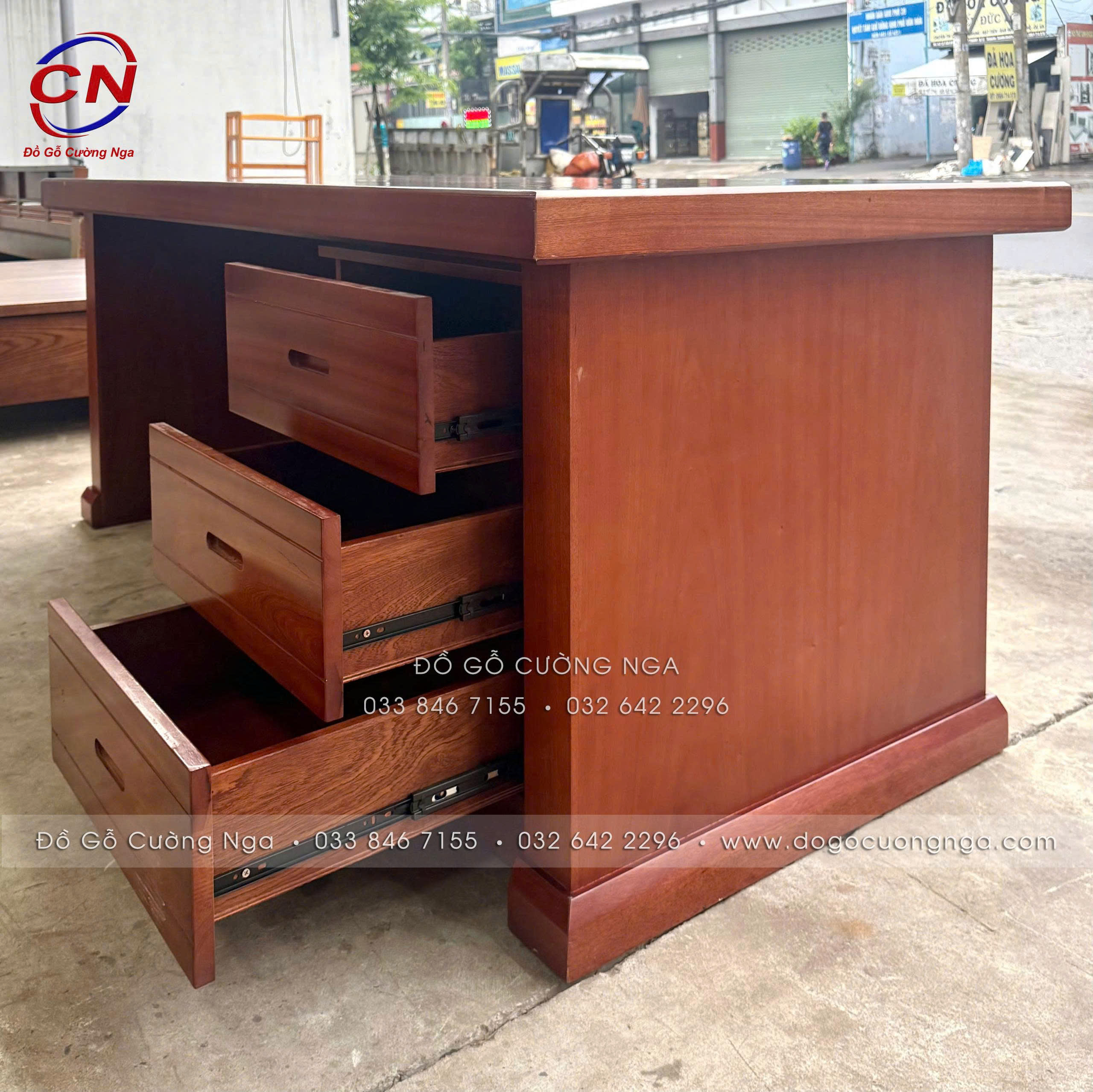 bàn làm việc giám đốc gỗ xoan đào 1m87