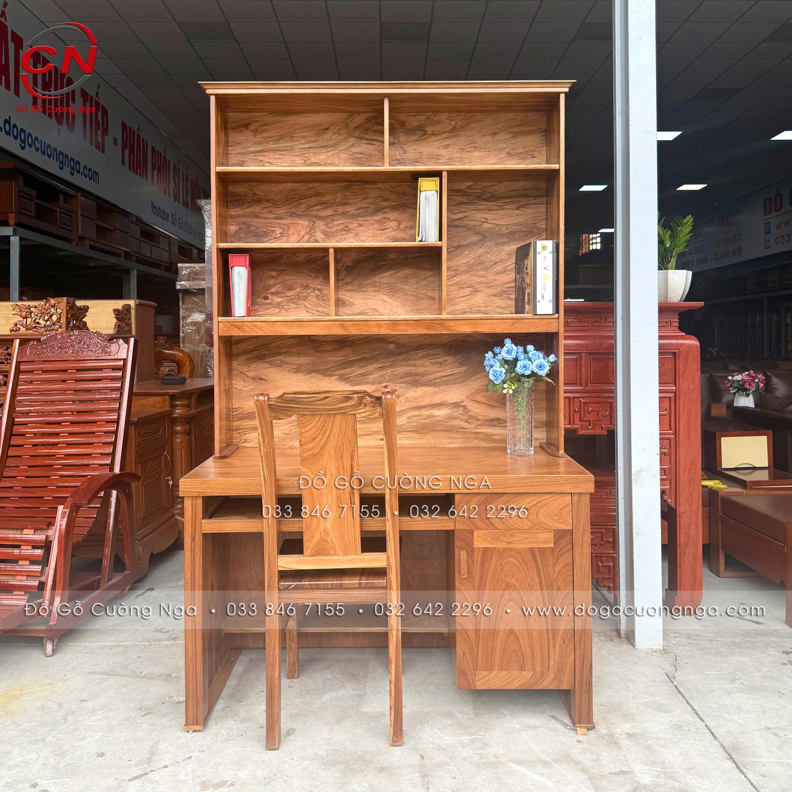 ban ghe hoc sinh go huong xam