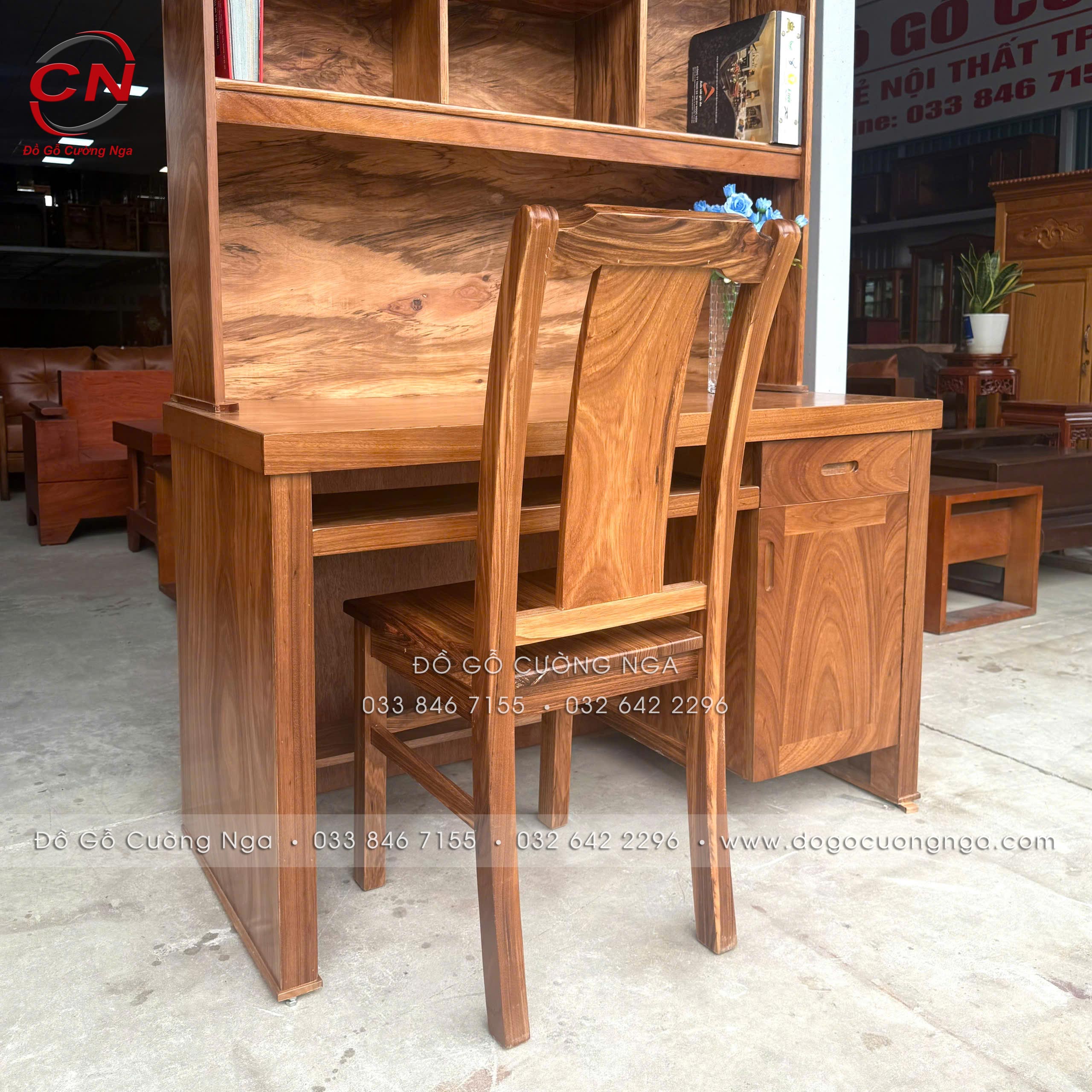 ban ghe hoc sinh go huong xam