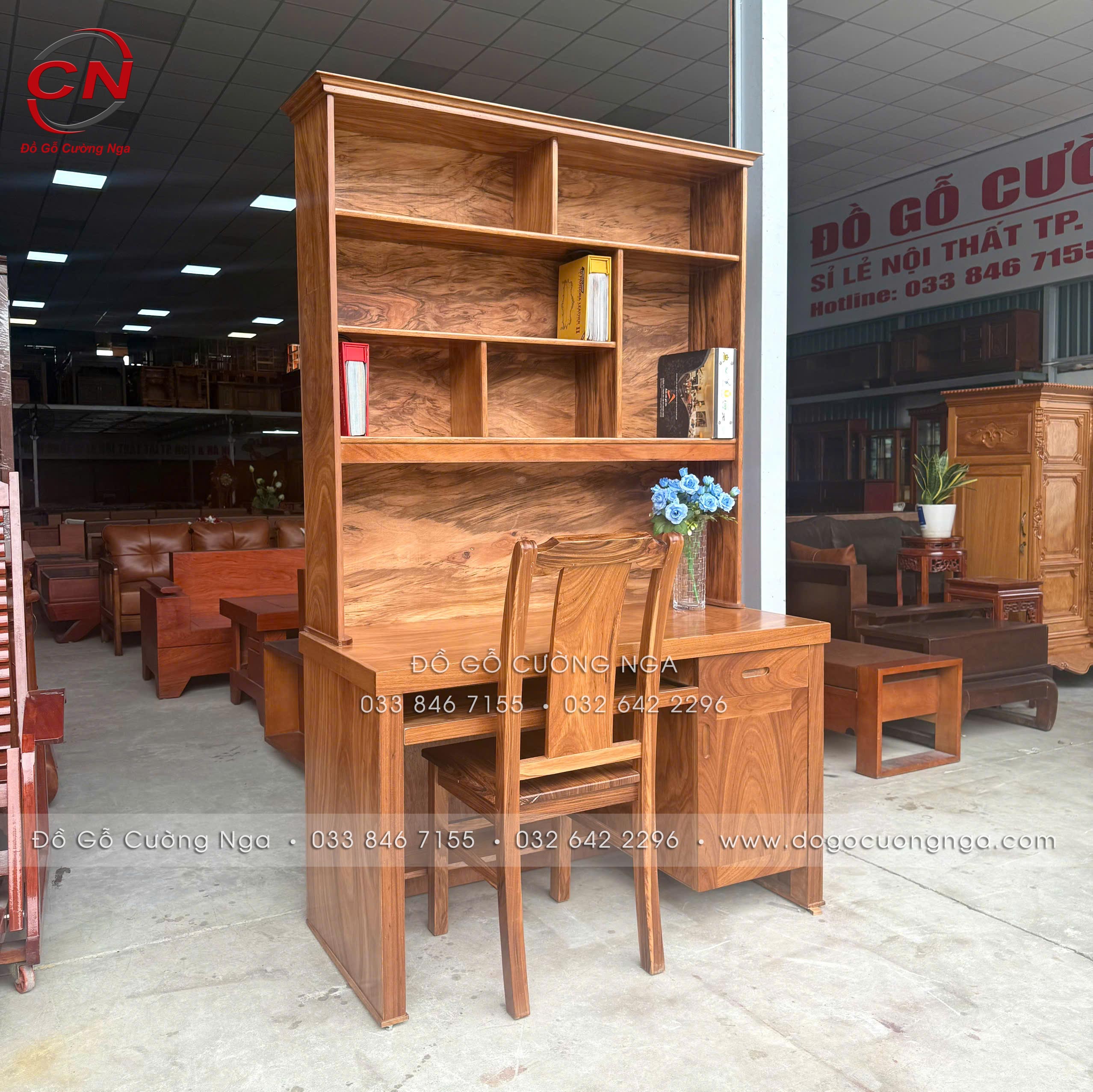 ban ghe hoc sinh go huong xam