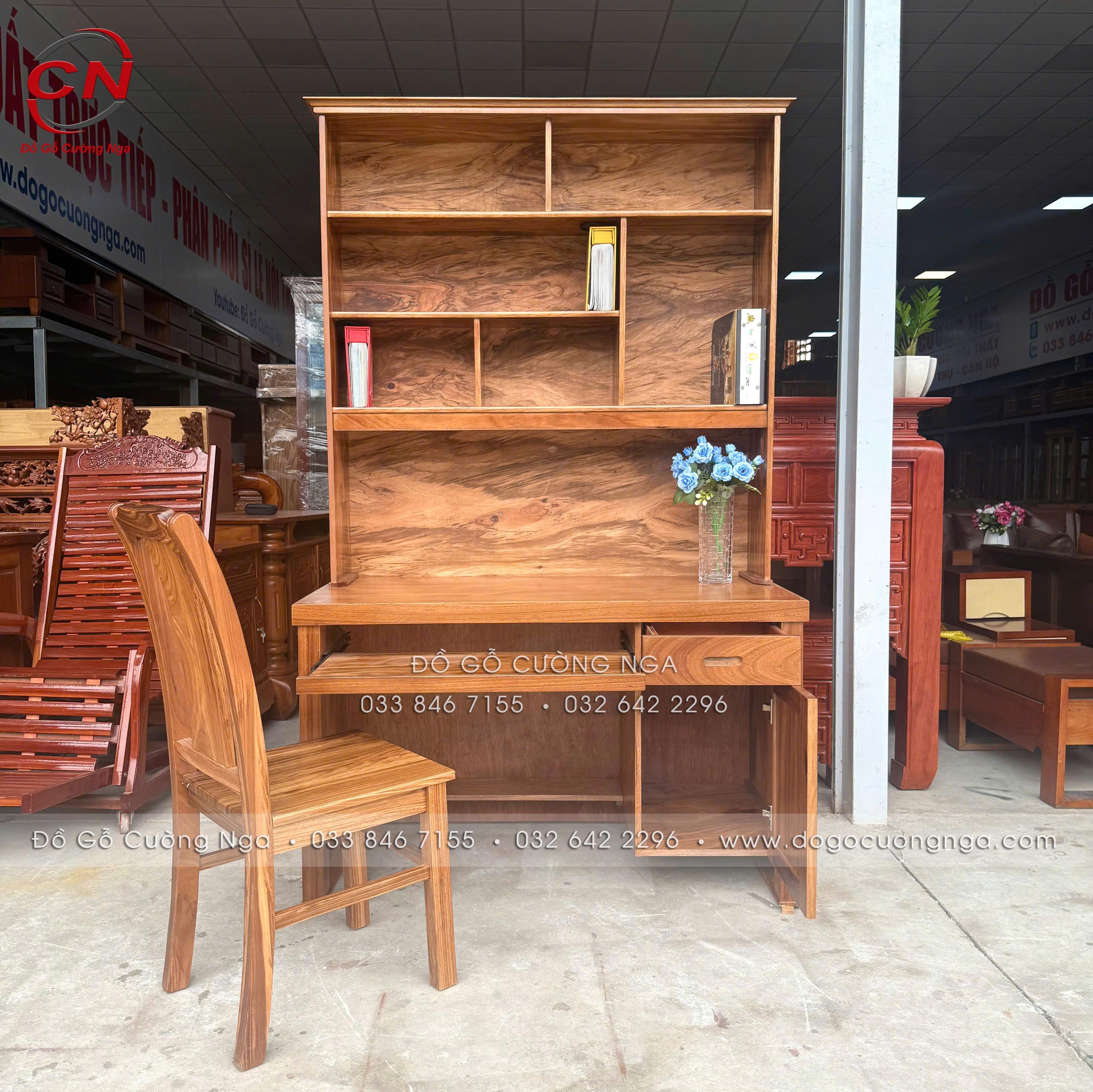 ban ghe hoc sinh go huong xam