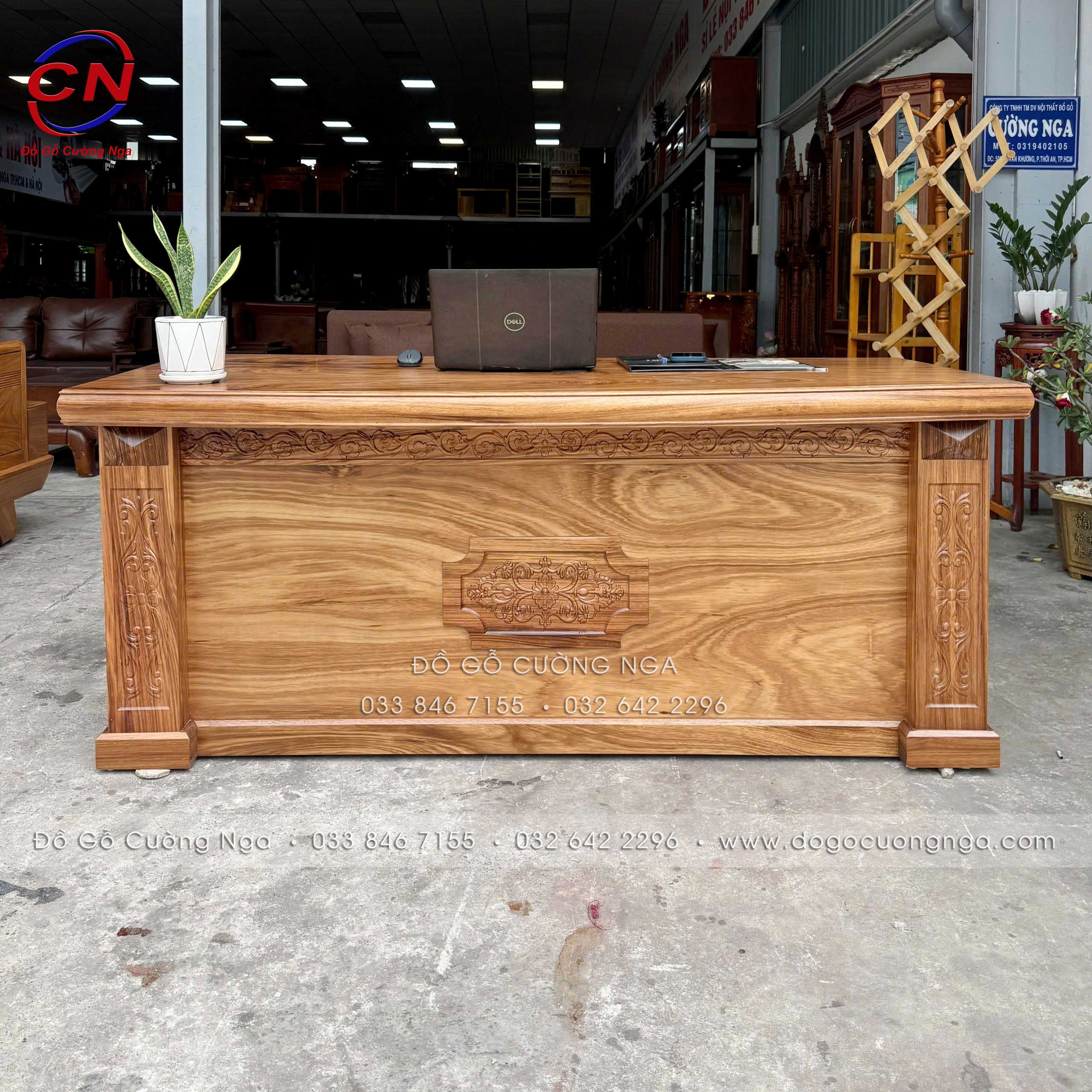 bàn làm việc gỗ hương xám 1m8 