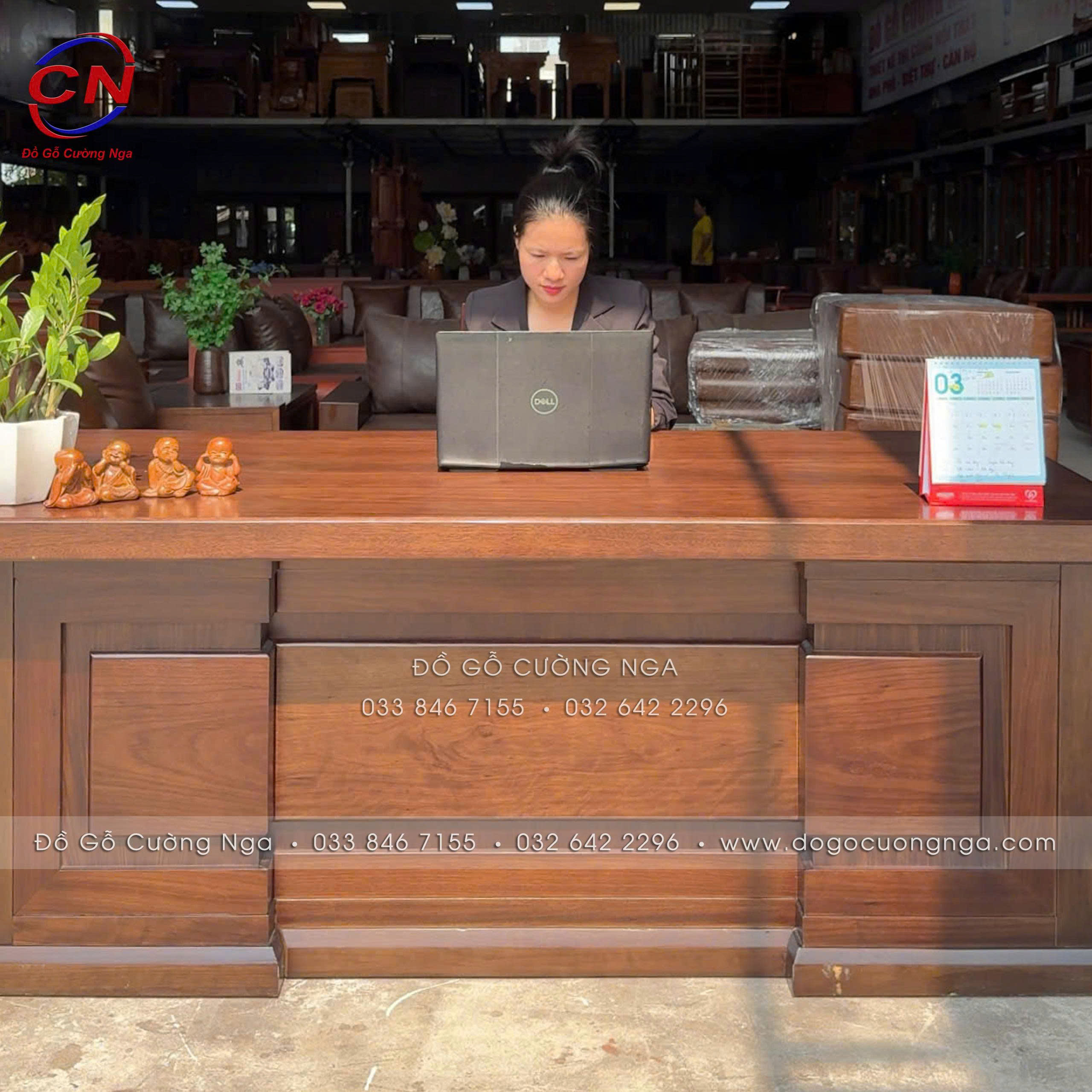 bàn làm việc gỗ hương xám