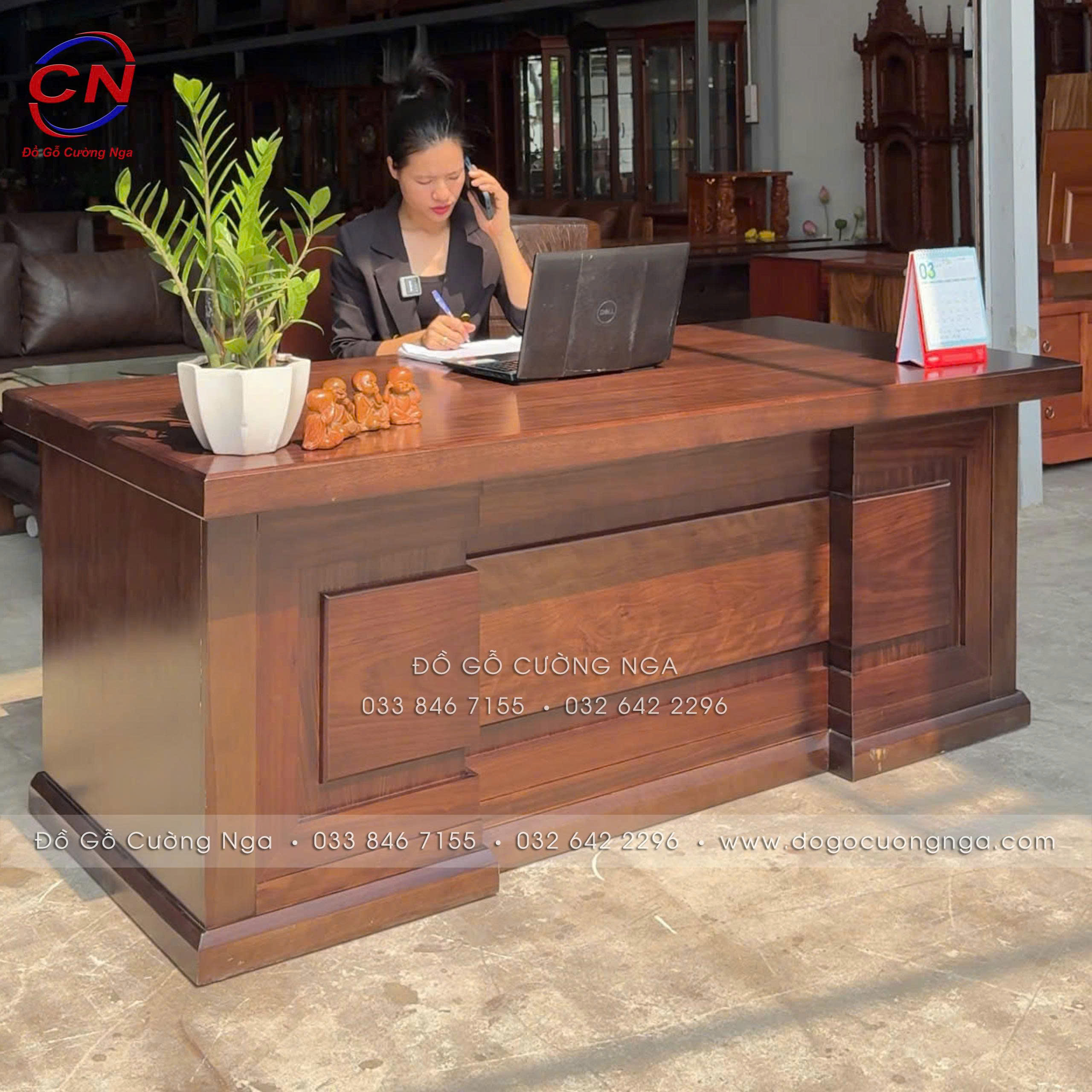 bàn làm việc gỗ hương xám