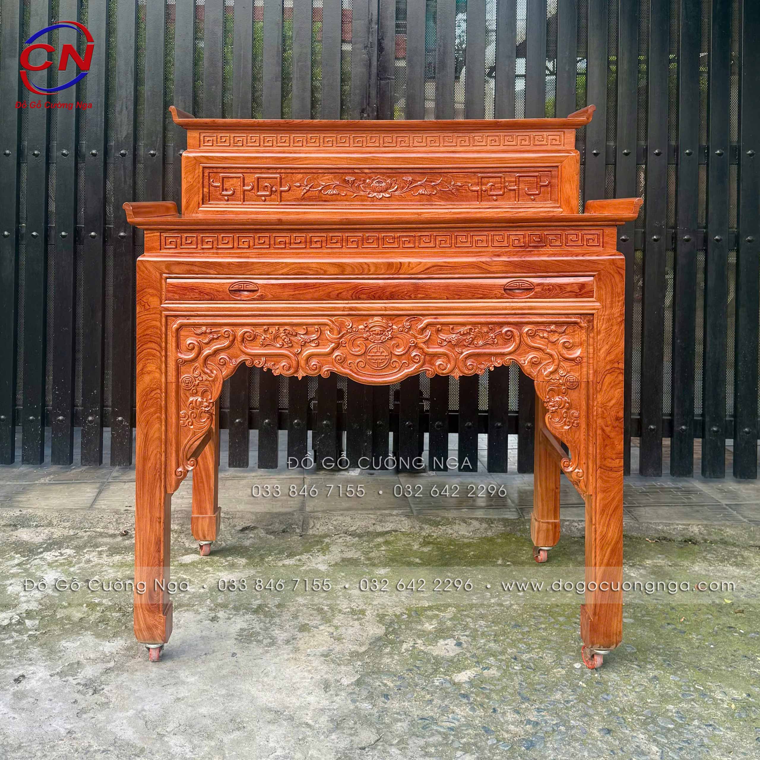 bàn thờ gỗ hương đá 2 tầng 