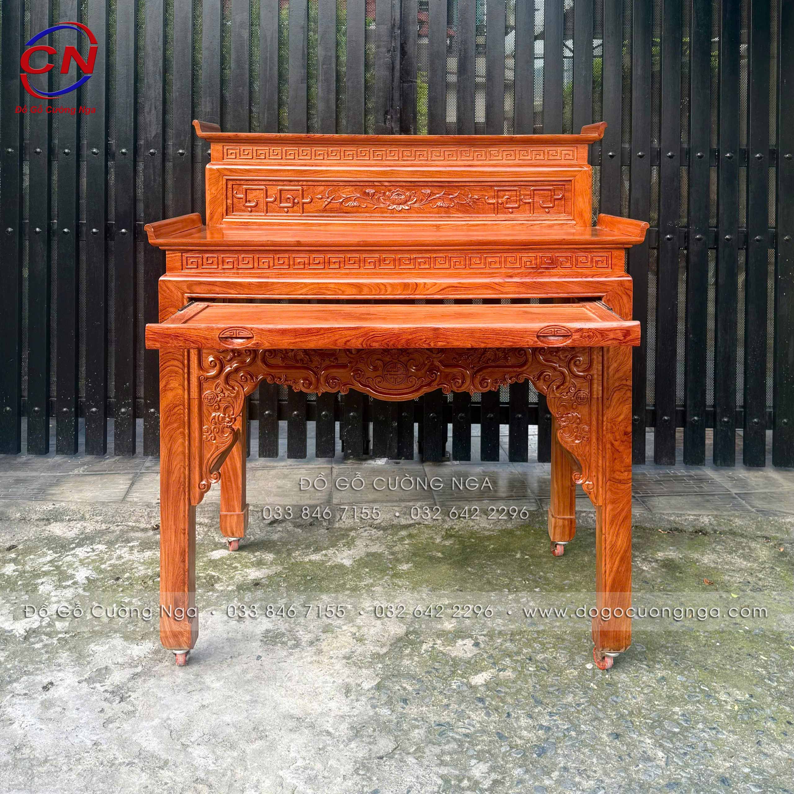 bàn thờ gỗ hương đá 2 tầng 