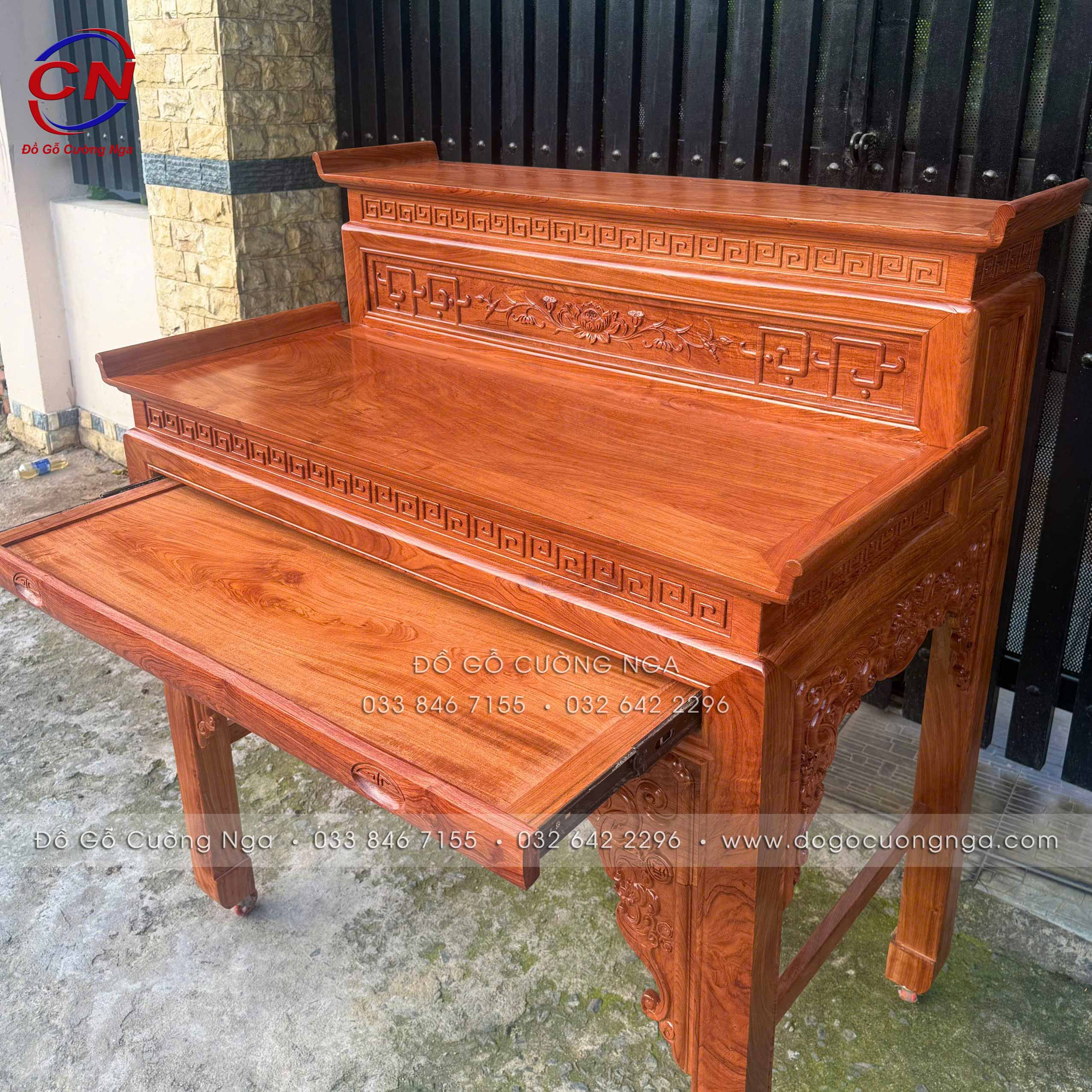 bàn thờ gỗ hương đá 2 tầng 
