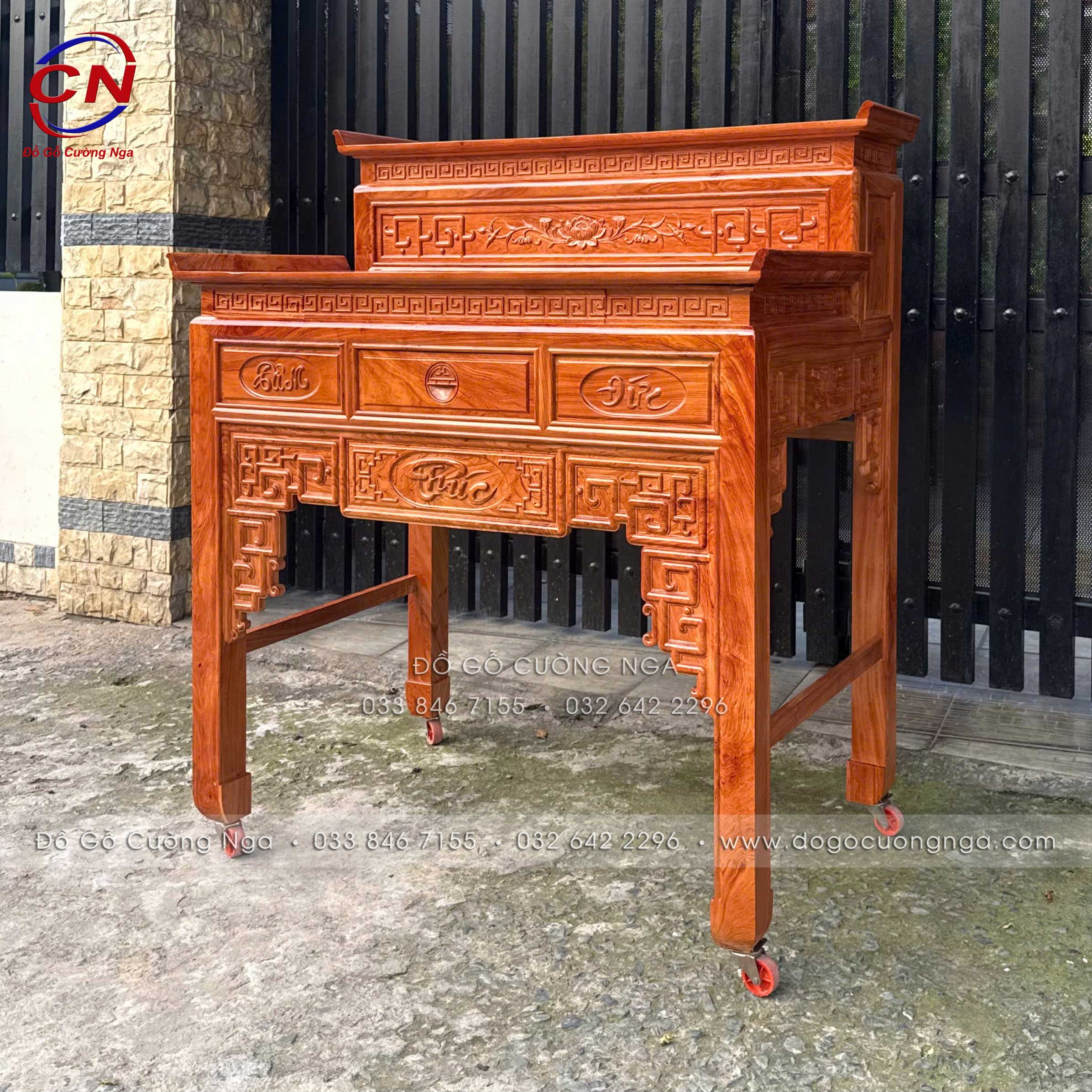 bàn thờ gỗ hương đá 2 tầng 