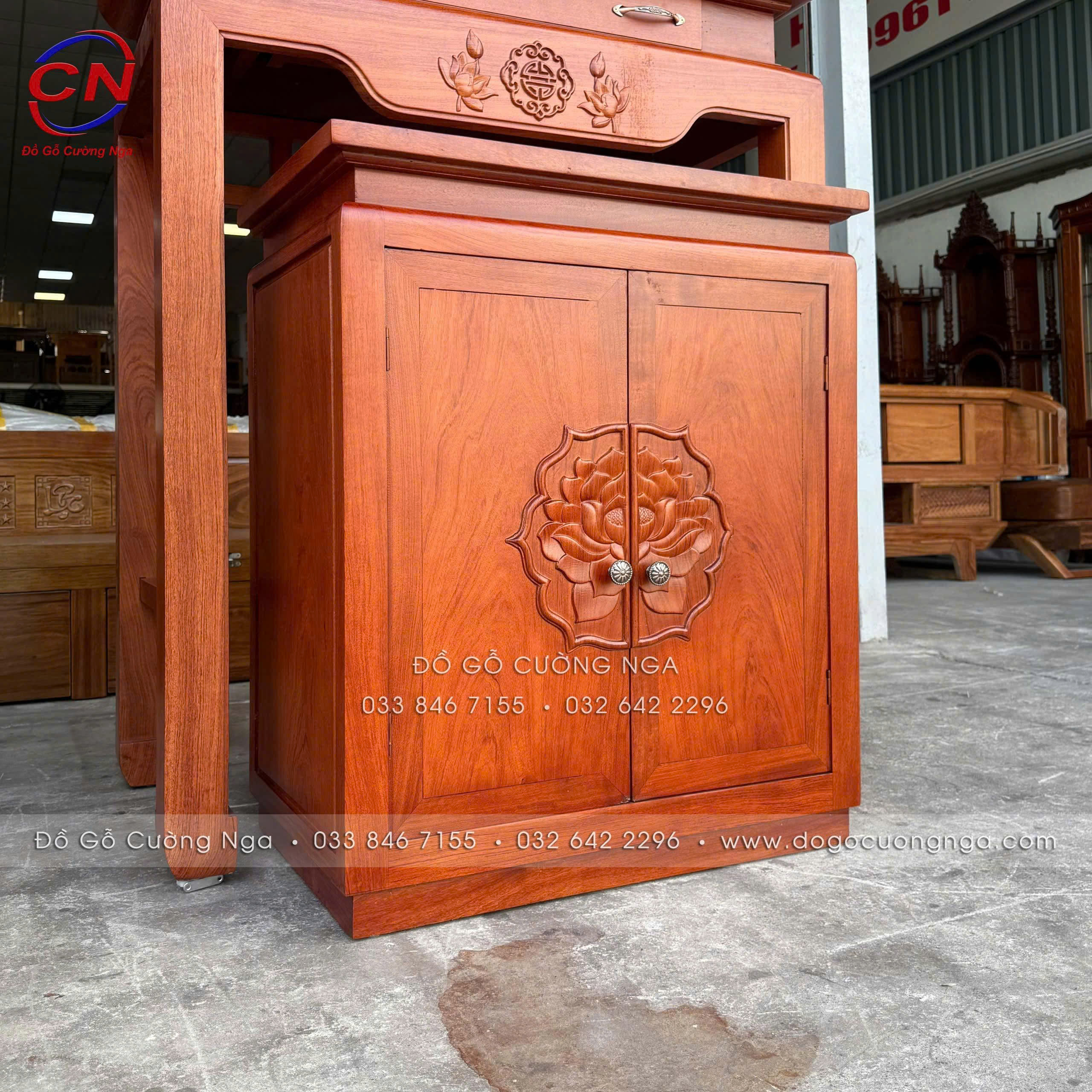 bàn thờ gỗ hương đá chung cư nhà phố