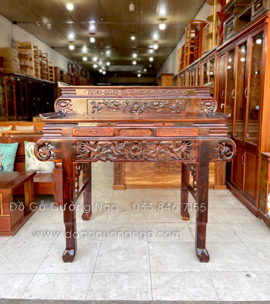 Bàn thờ 2 tầng gỗ muồng - tay cuốn