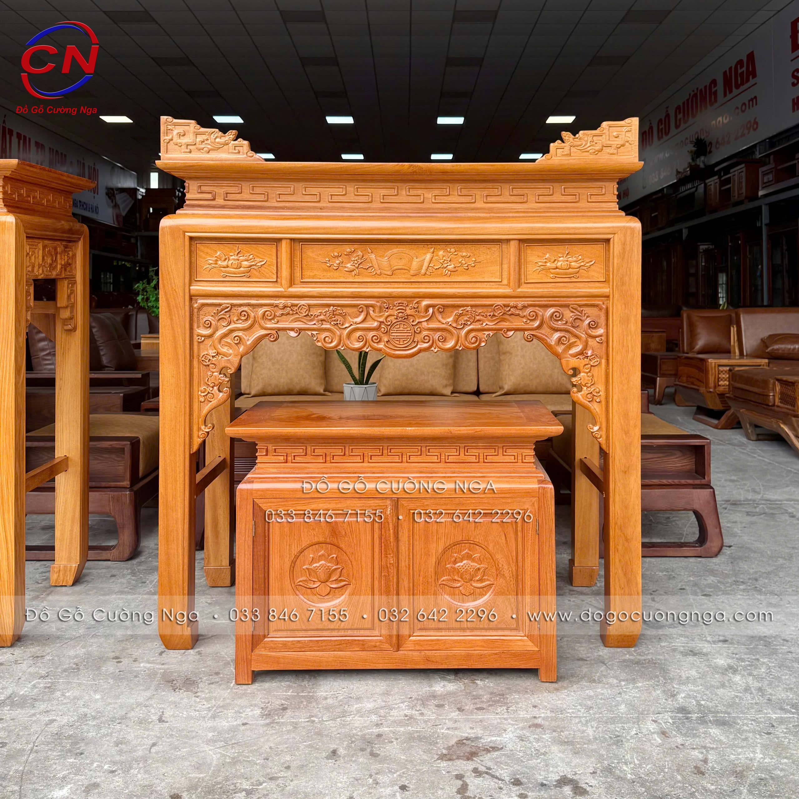 bàn thờ gỗ gõ đỏ 1m27