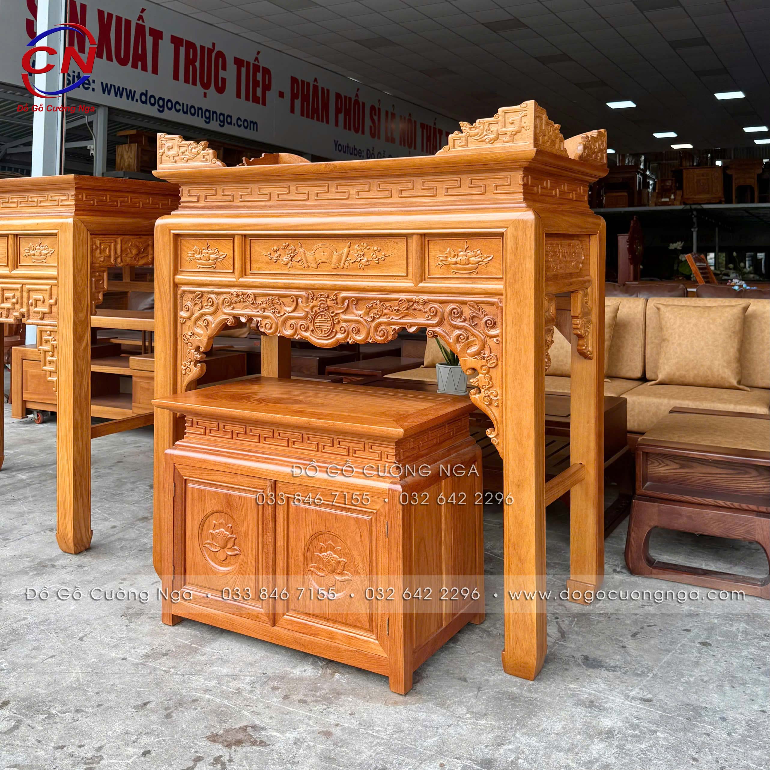 bàn thờ gỗ gõ đỏ 1m27