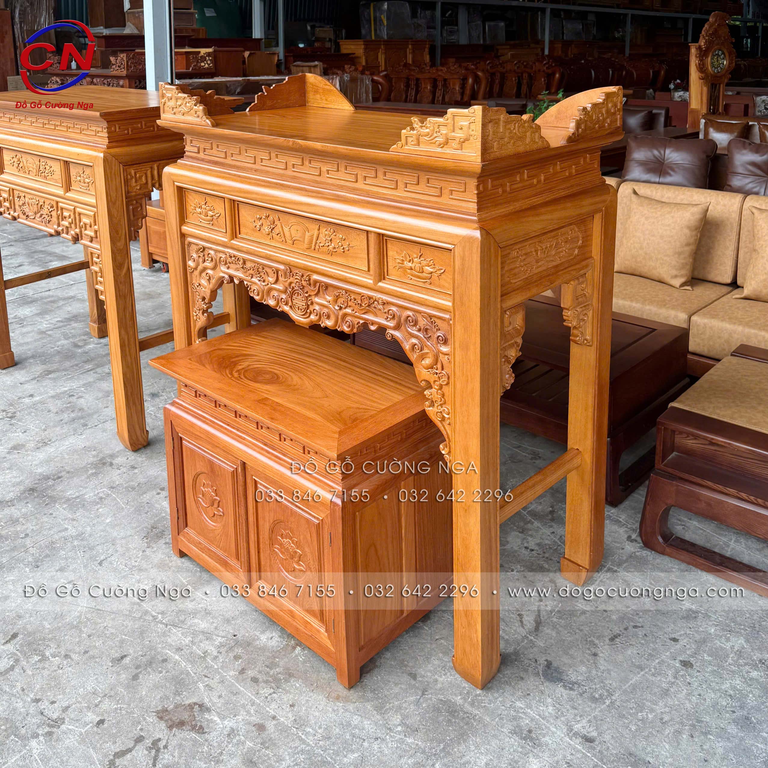 bàn thờ gỗ gõ đỏ 1m27