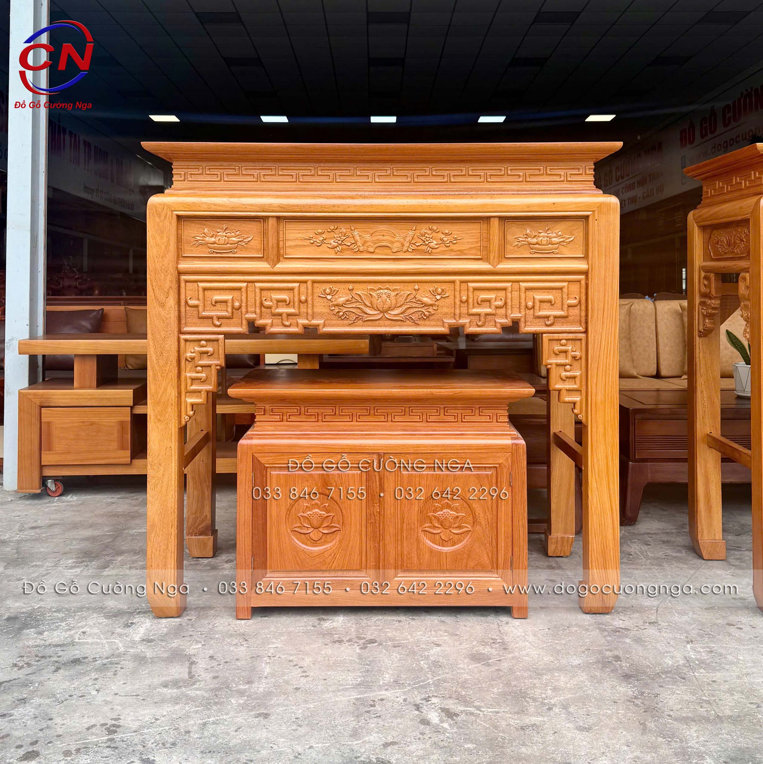 bàn thờ gỗ gõ đỏ 1m27