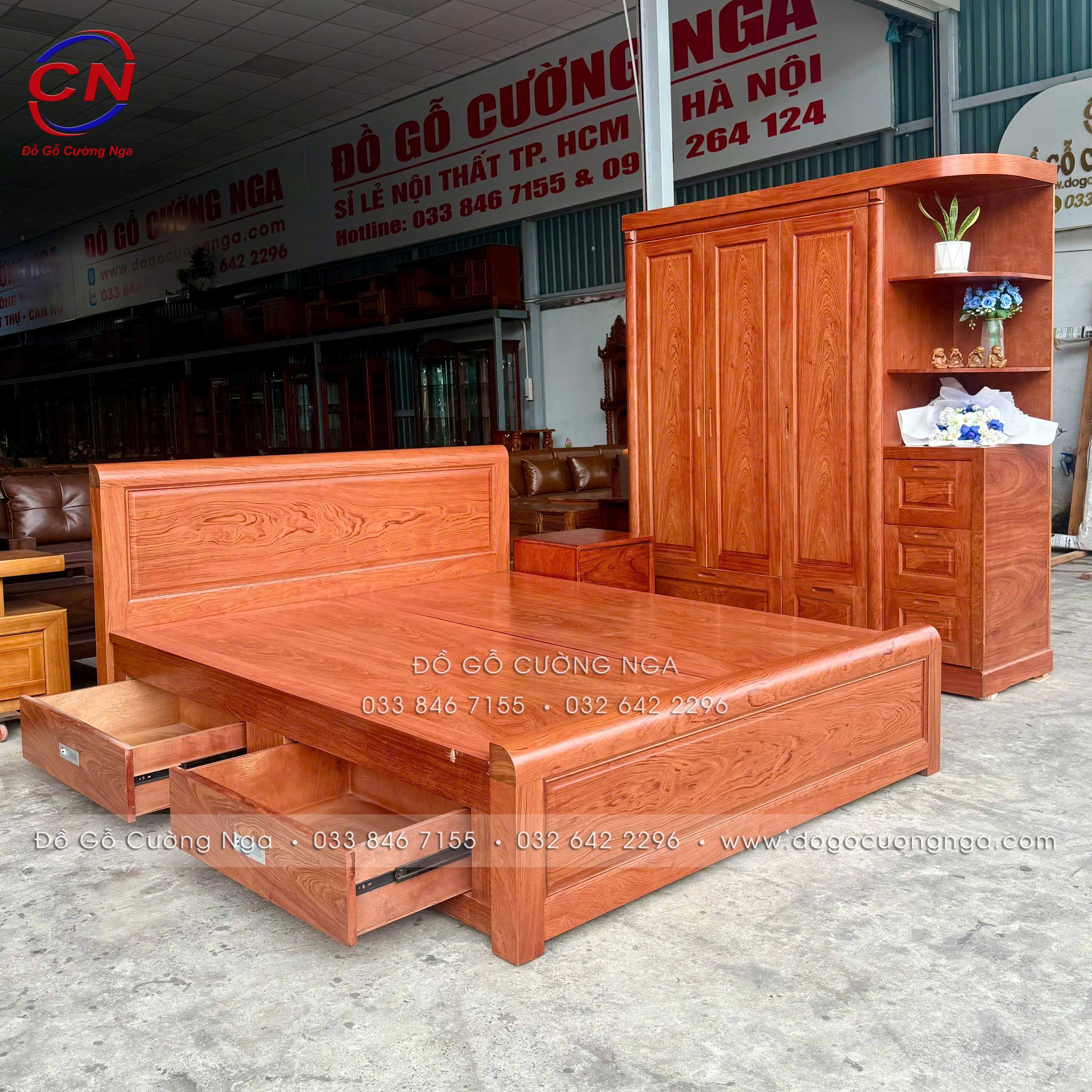 combo phòng ngủ gỗ hương đá