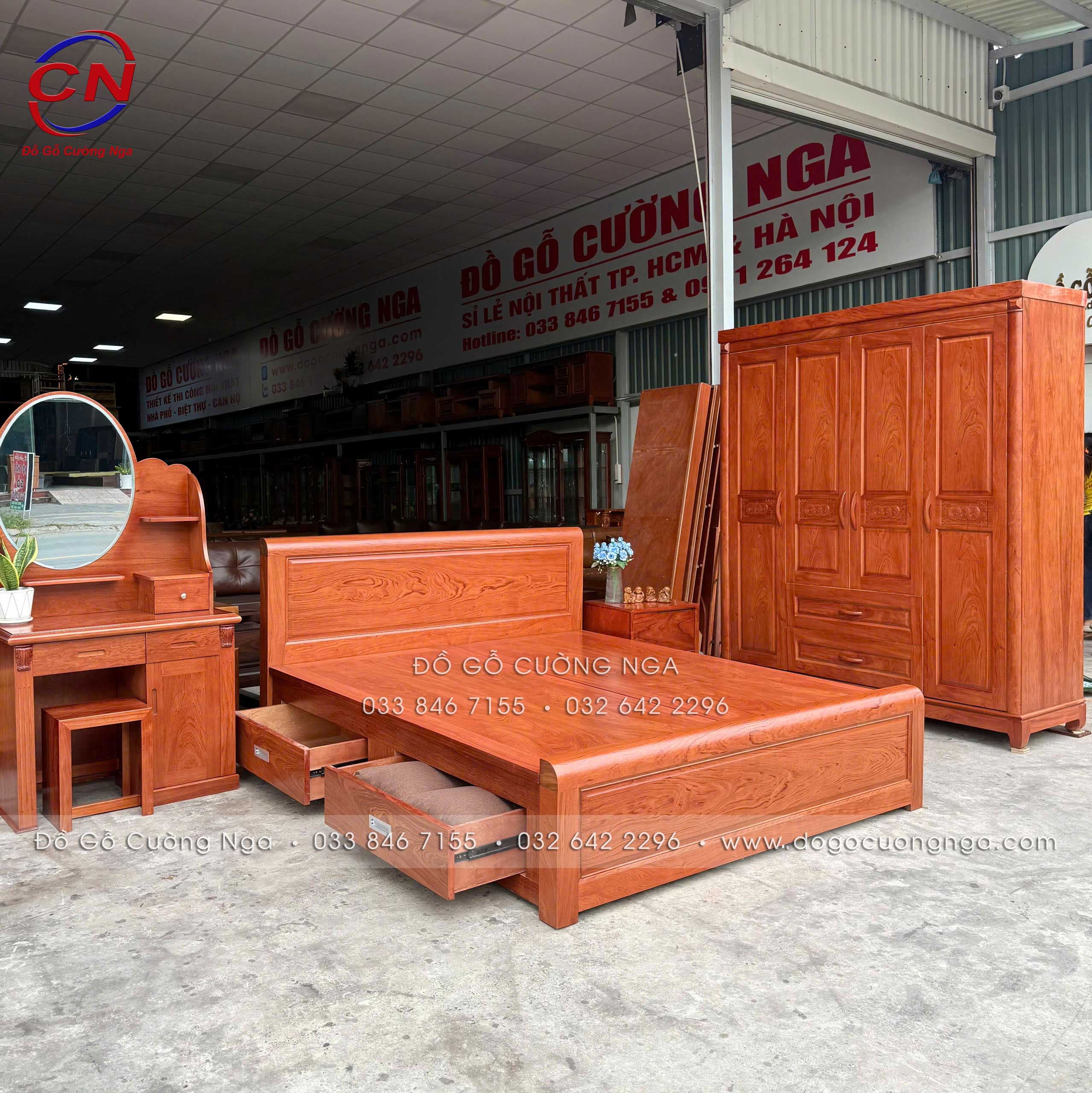 combo phòng ngủ gỗ hương đá 