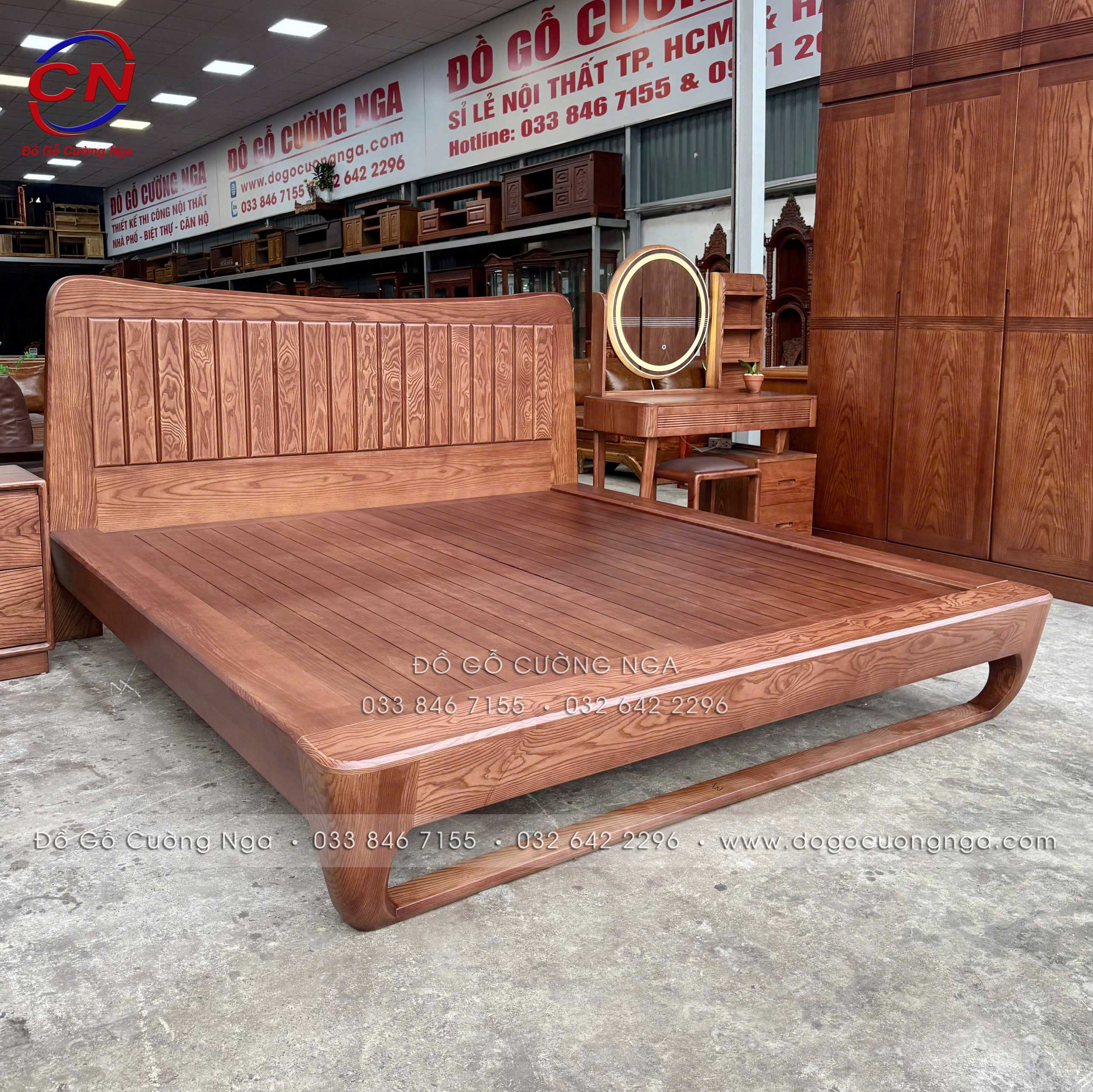 bộ comb phòng ngủ gỗ sồi nga lau màu óc chó 