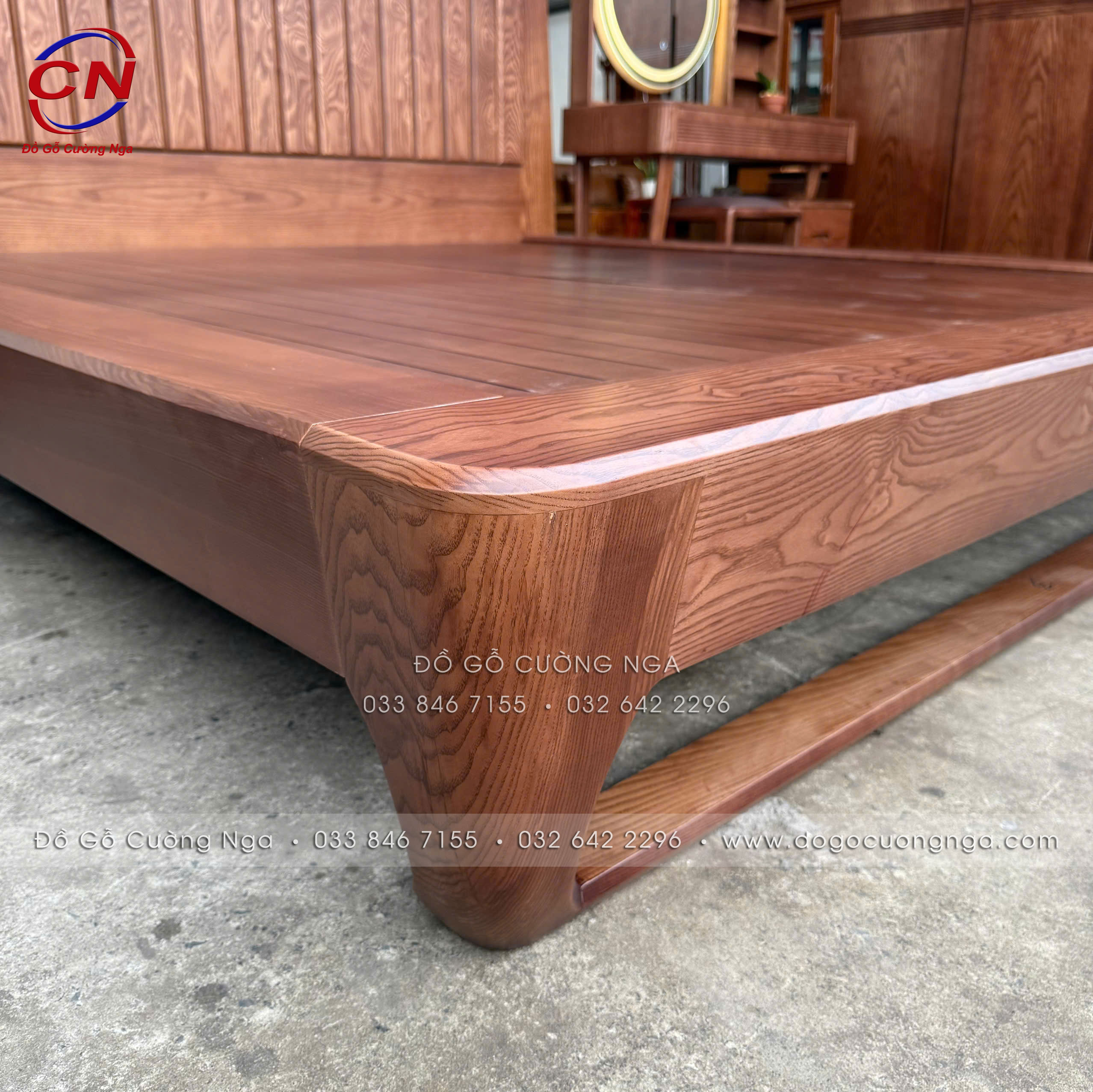 bộ comb phòng ngủ gỗ sồi nga lau màu óc chó 