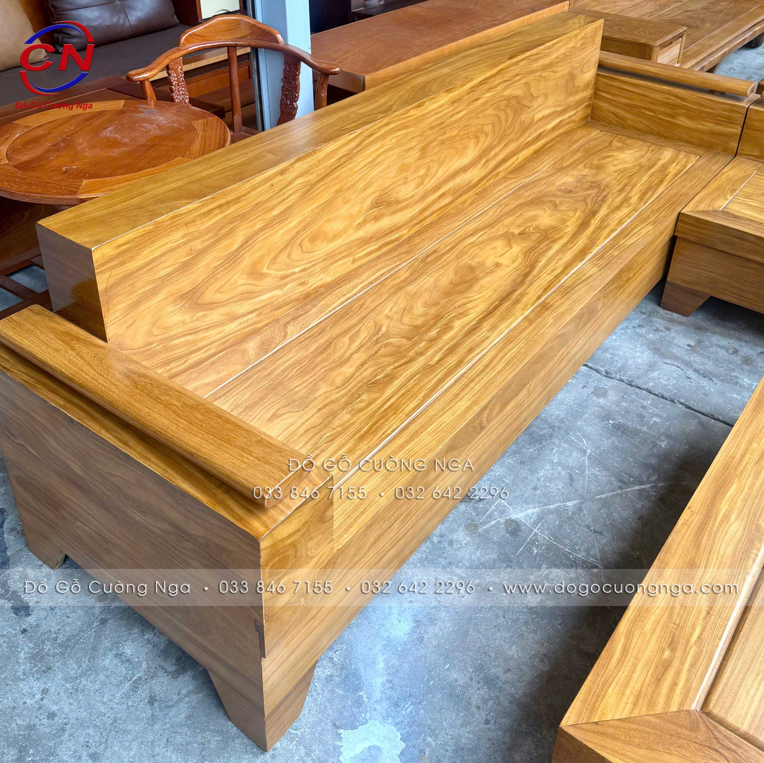 sofa gỗ cẩm vàng góc L 