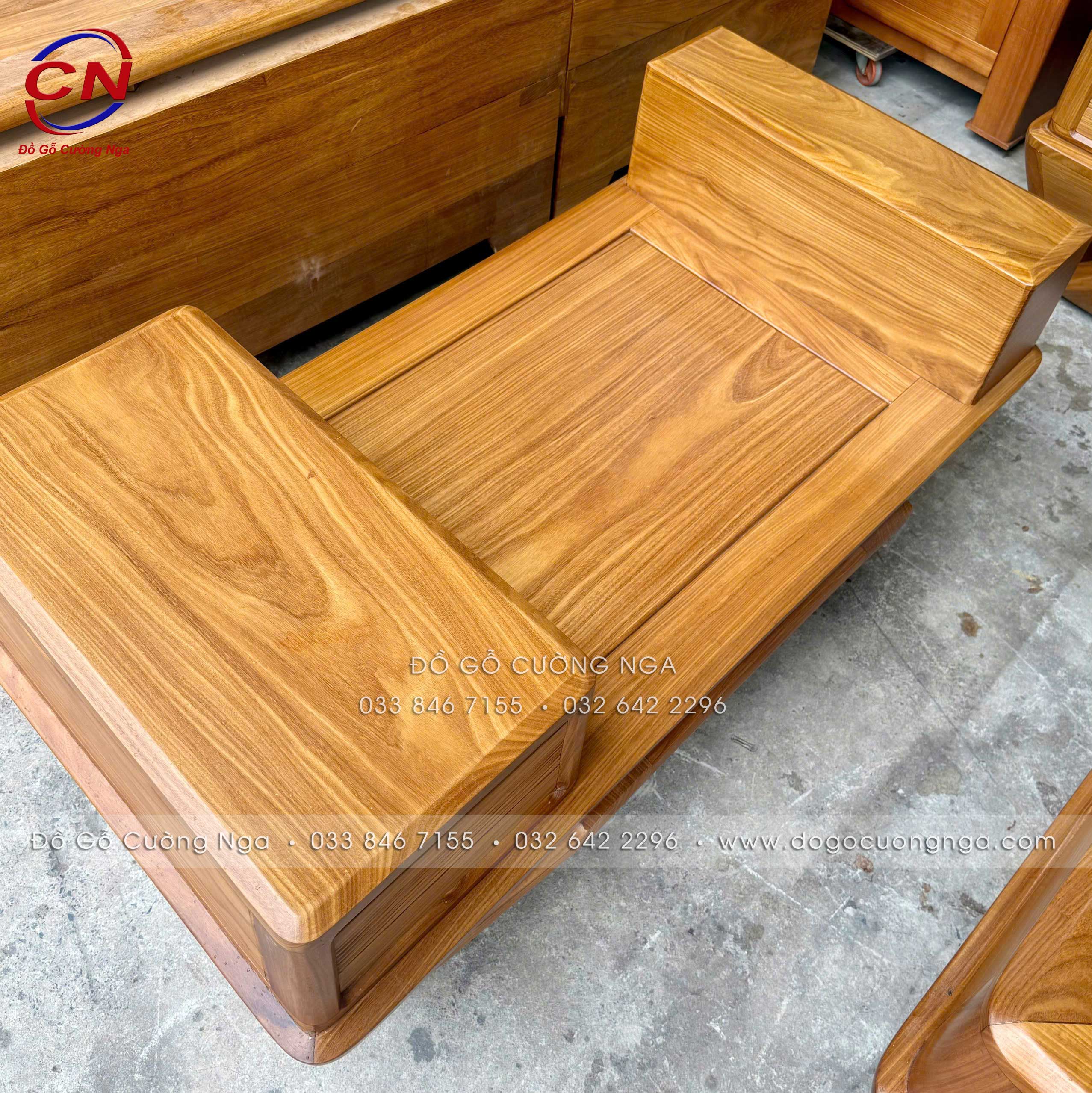 sofa gỗ cẩm vàng 2 văng