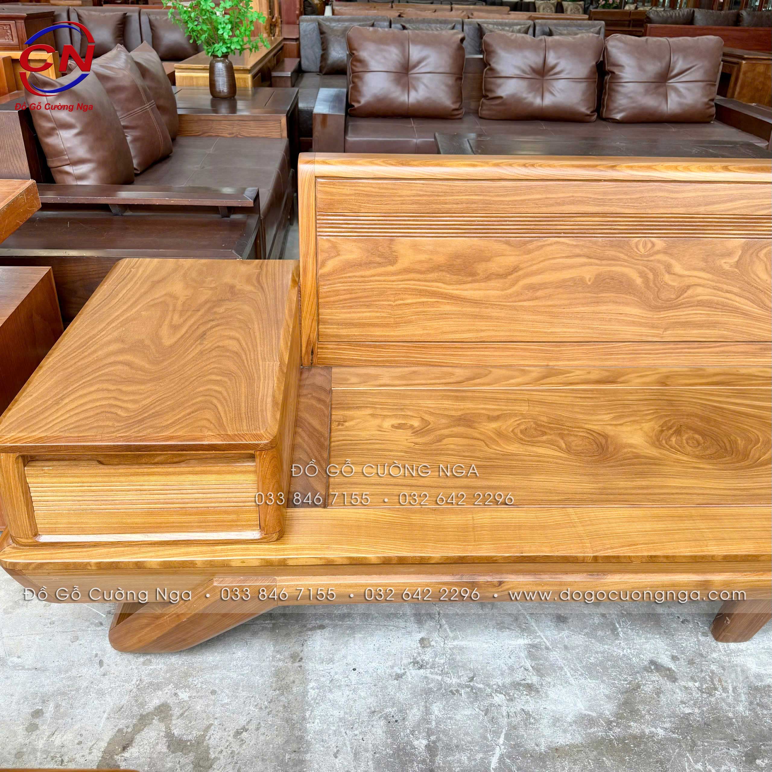 sofa gỗ cẩm vàng 2 văng