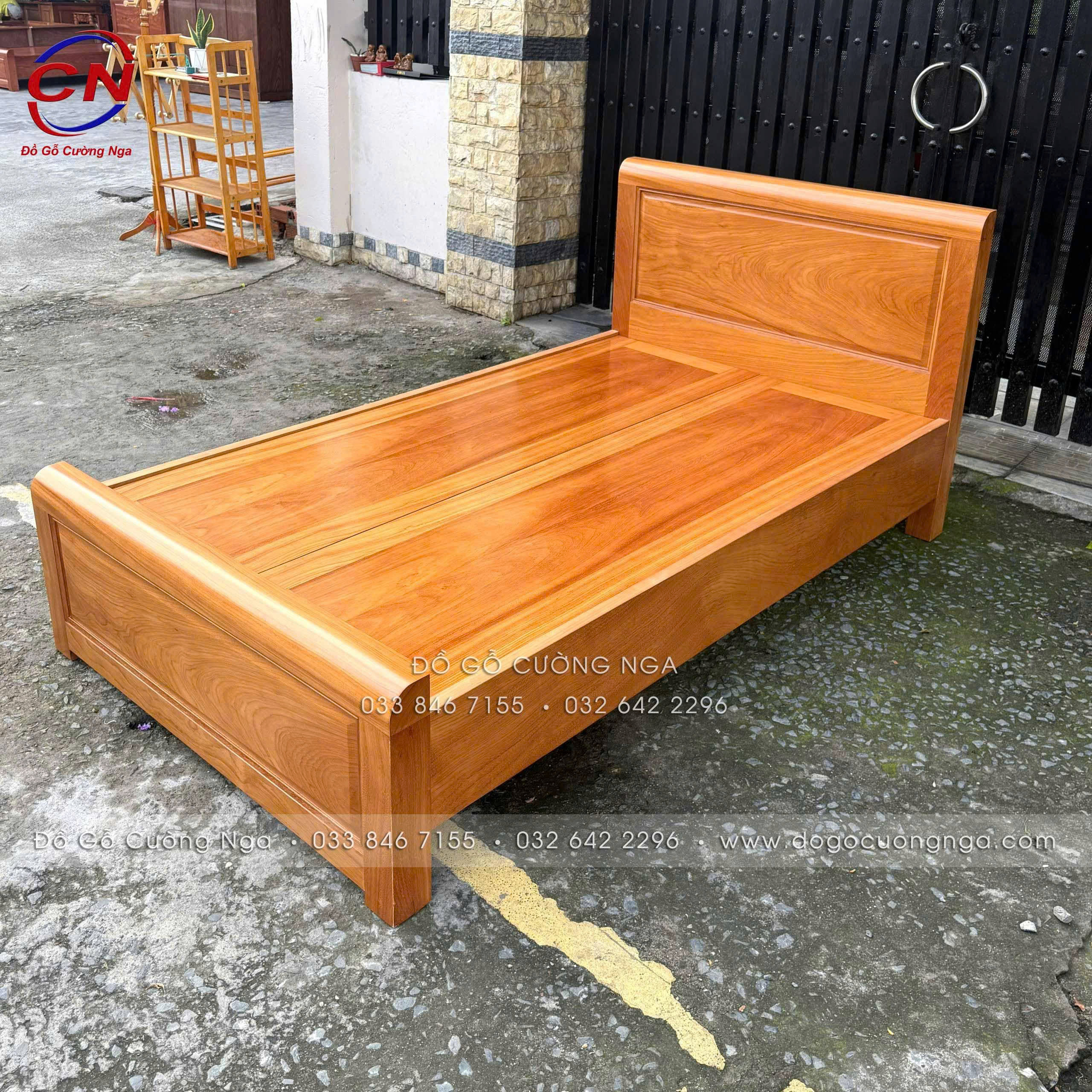 giường gỗ gõ đỏ phản liền
