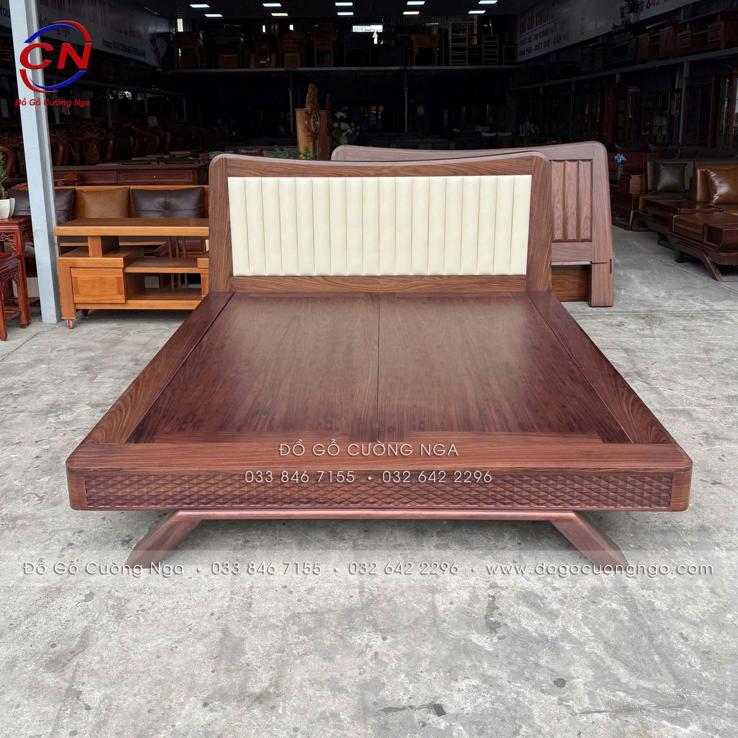 giường ngủ gỗ óc chó kiểu nhật 