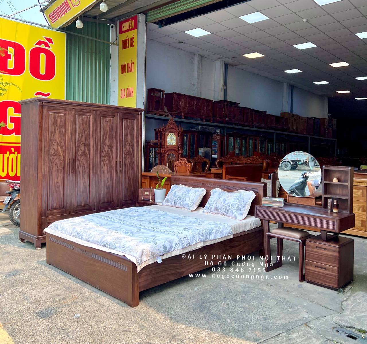 giường ngủ gỗ óc chó 