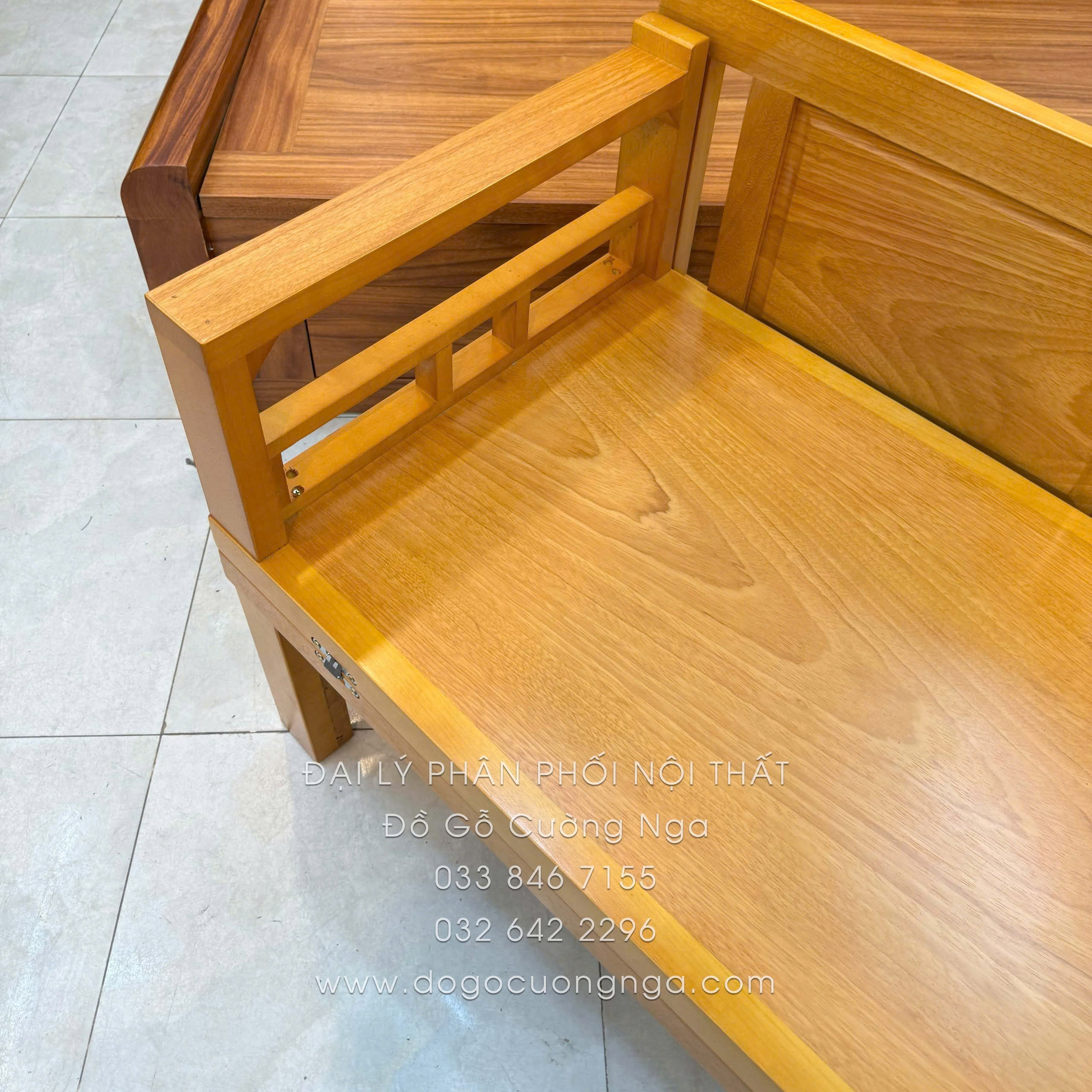 giường gấp gỗ gõ đỏ chân cao 40cm