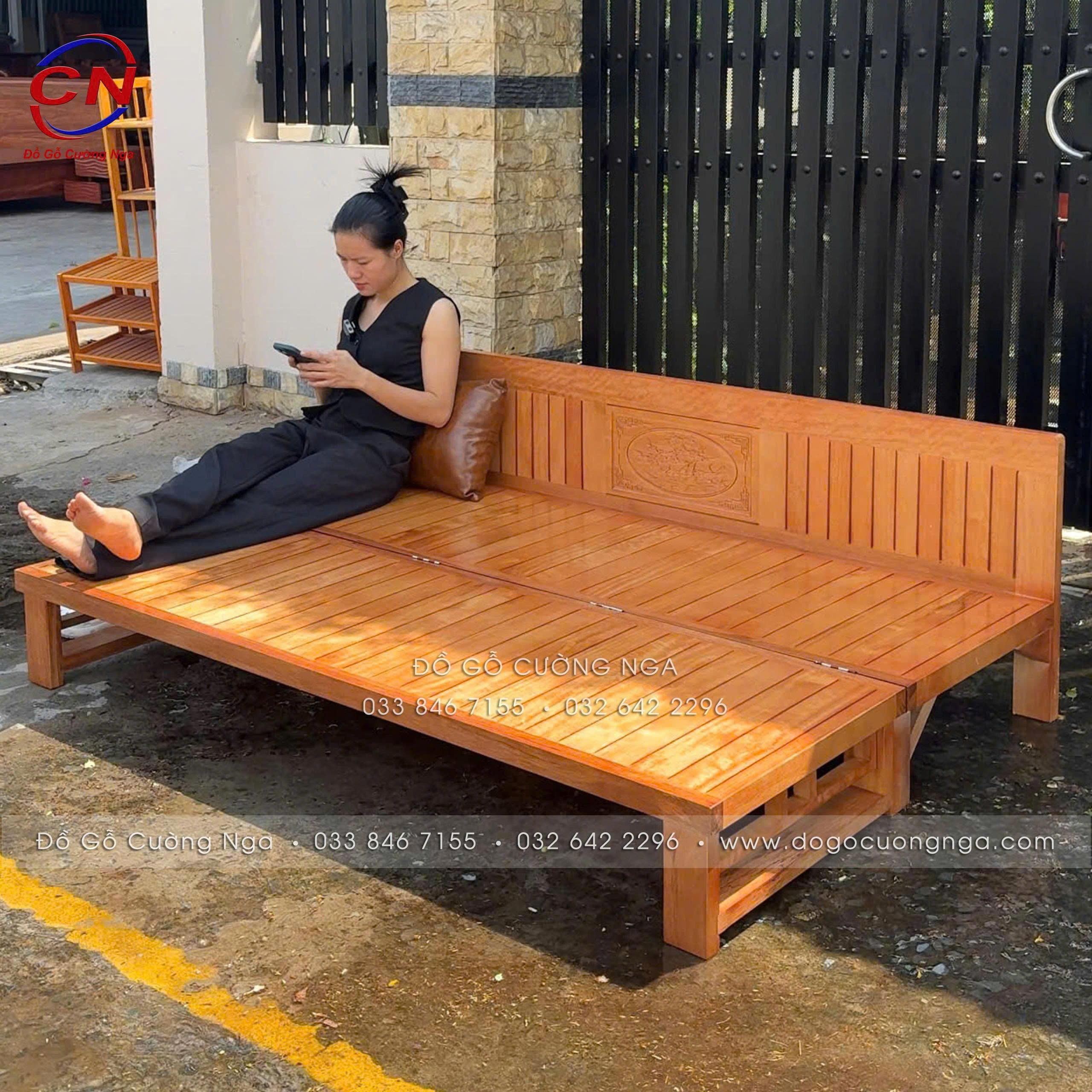 giường gấp gỗ sồi 
