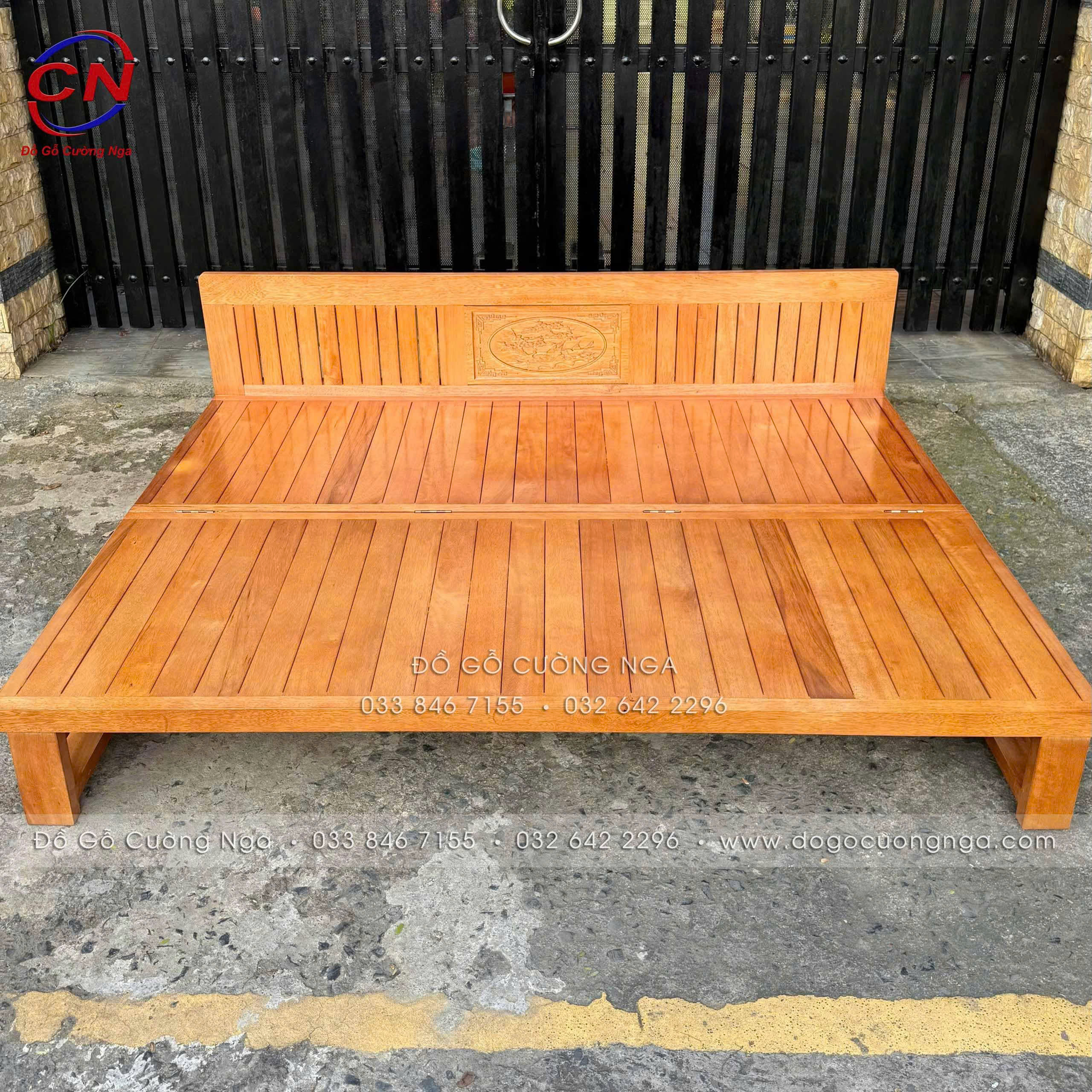 giường gấp gỗ sồi 2 ngăn kéo