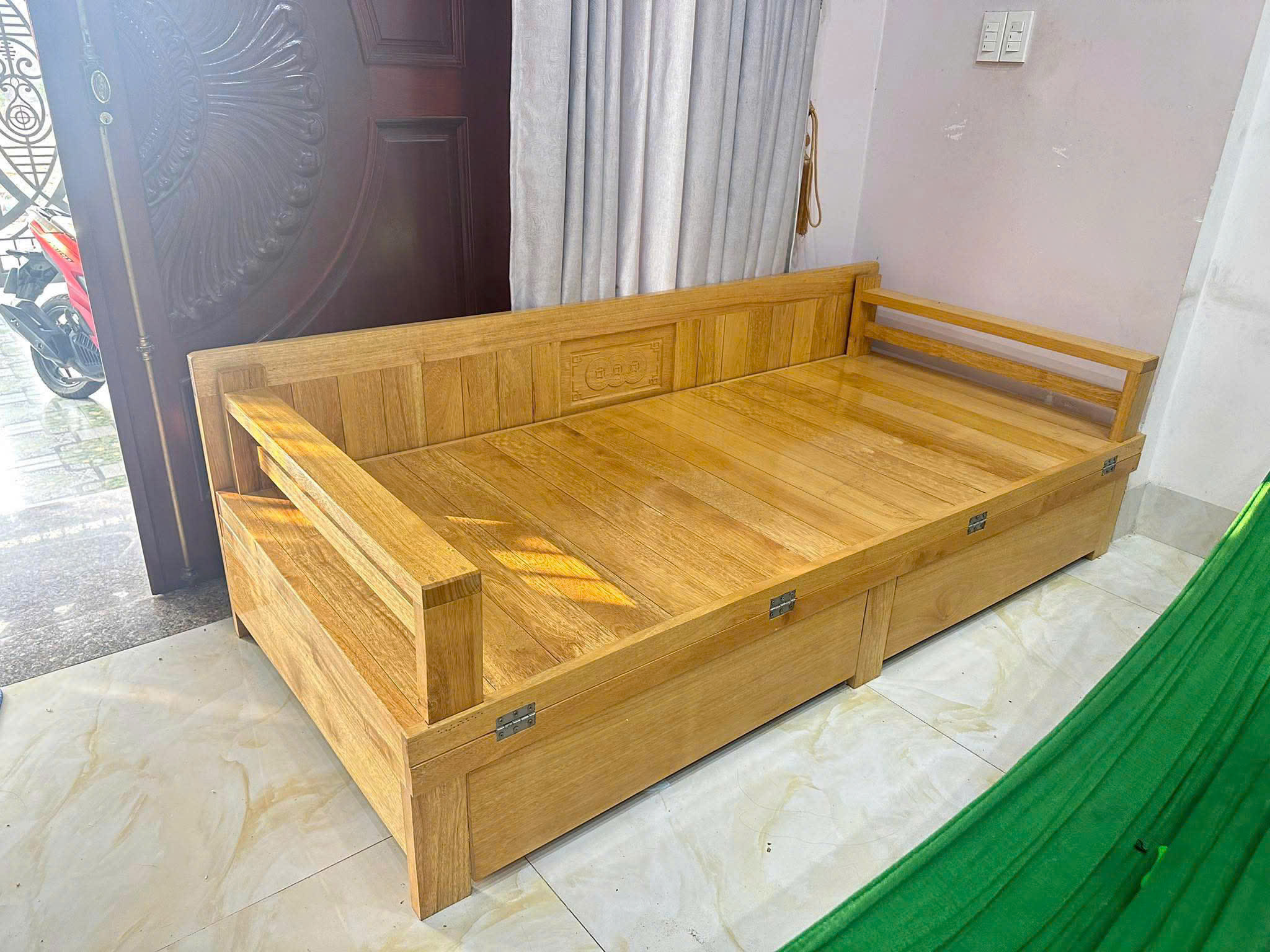 giường gấp gỗ sồi 2 ngăn kéo 