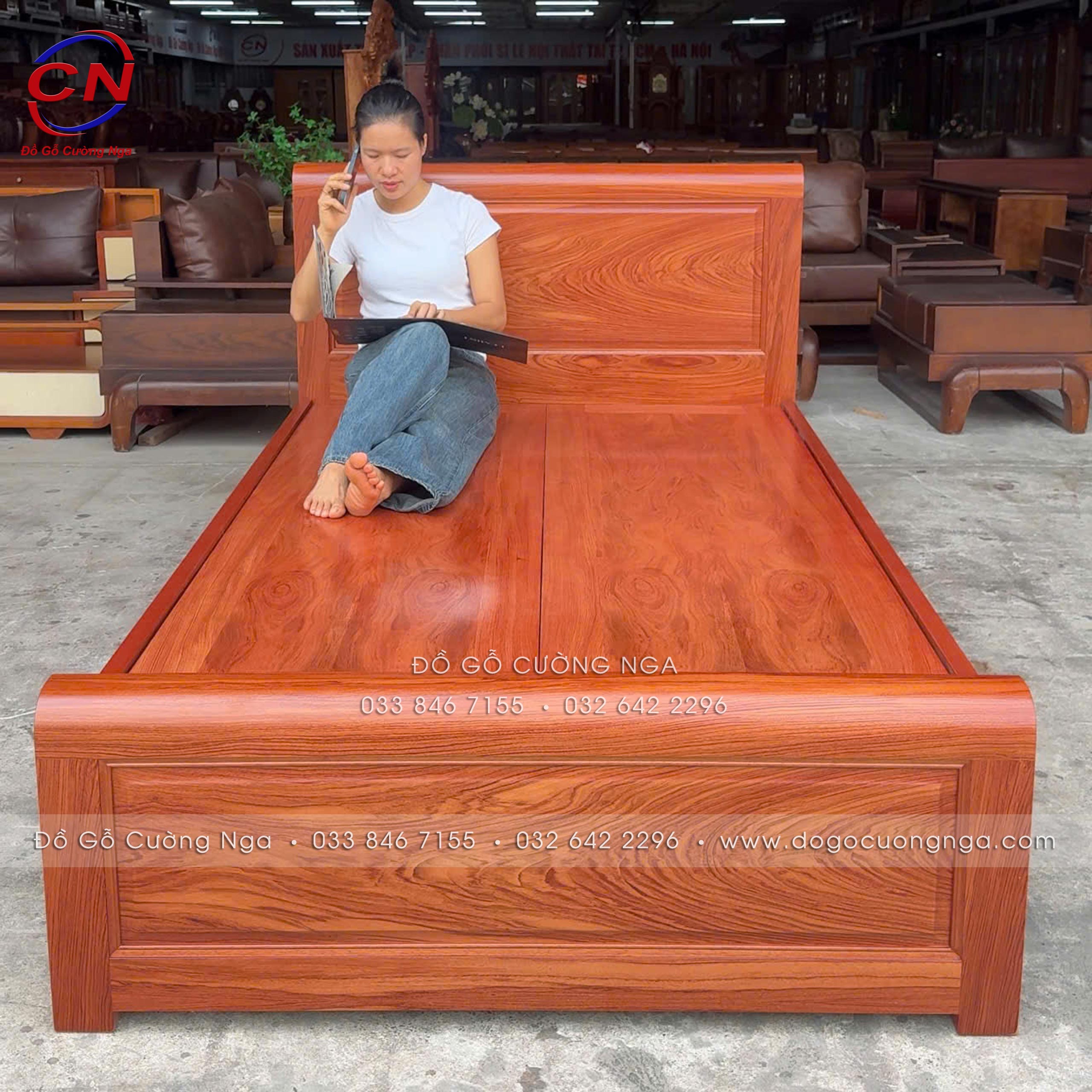 giường đơn gỗ hương đá 1m2