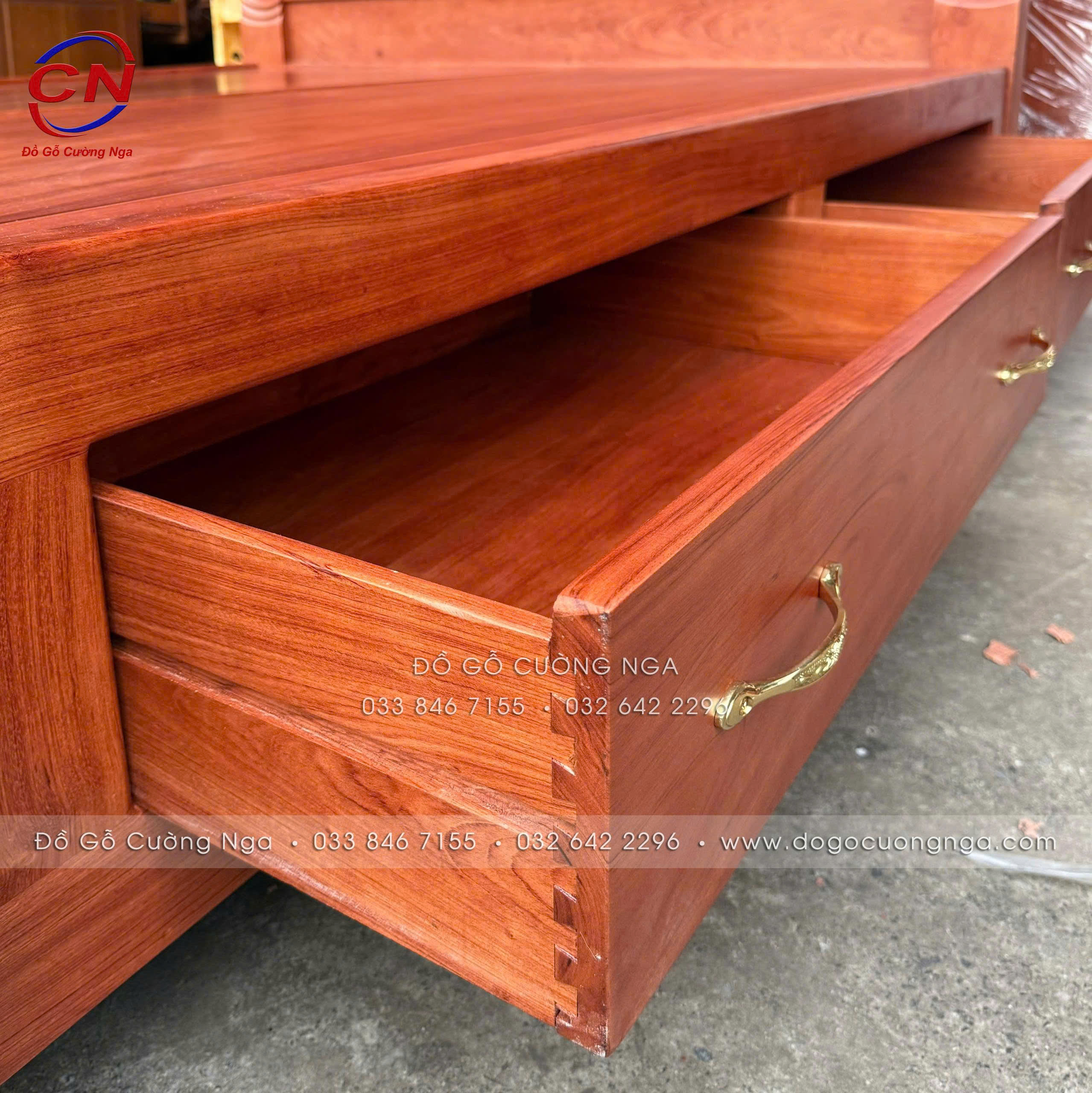 giường ngủ gỗ hương đá cao cấp 2 ngăn kéo 