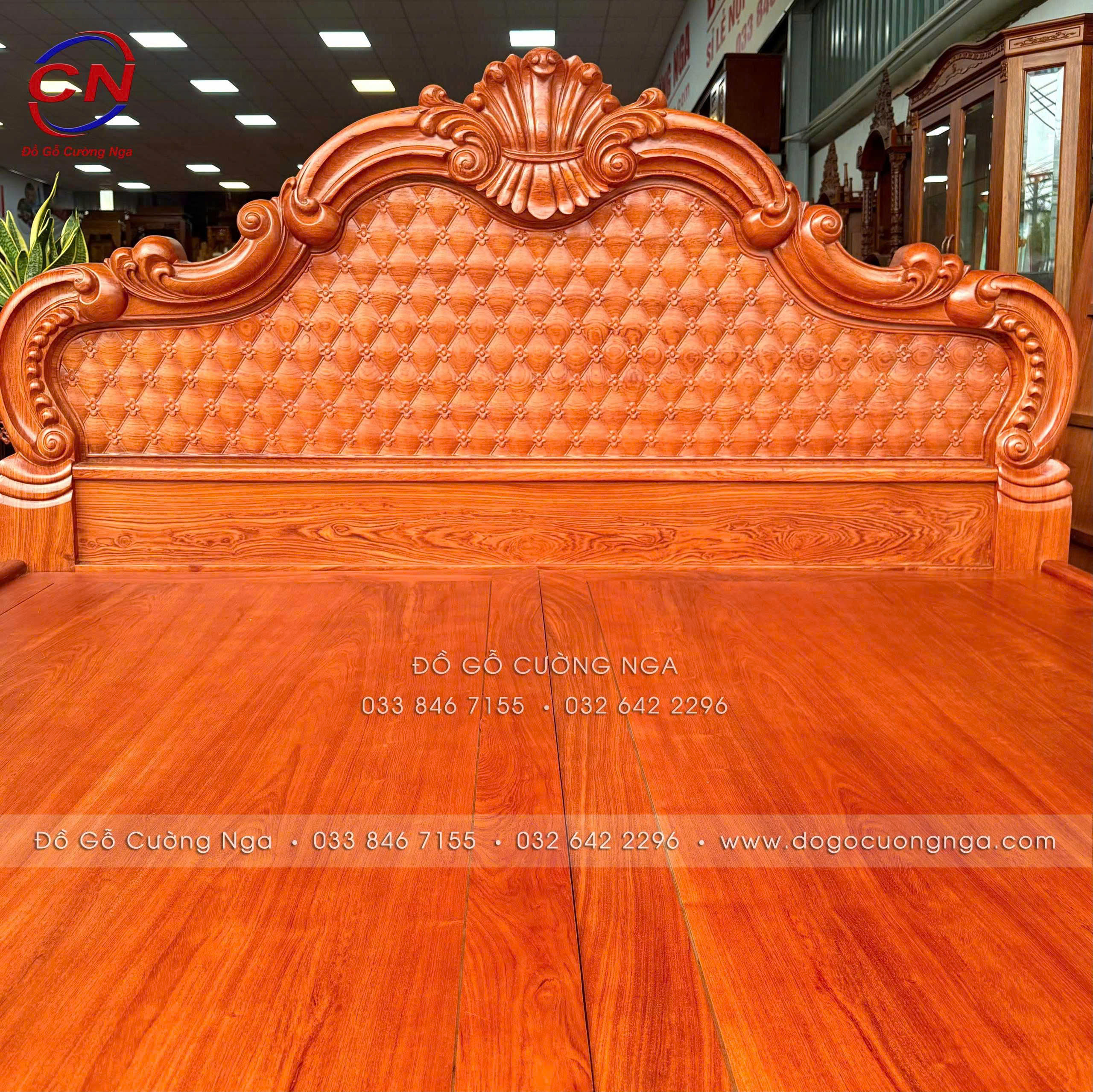 giường ngủ gỗ hương đá cao cấp 2 ngăn kéo 