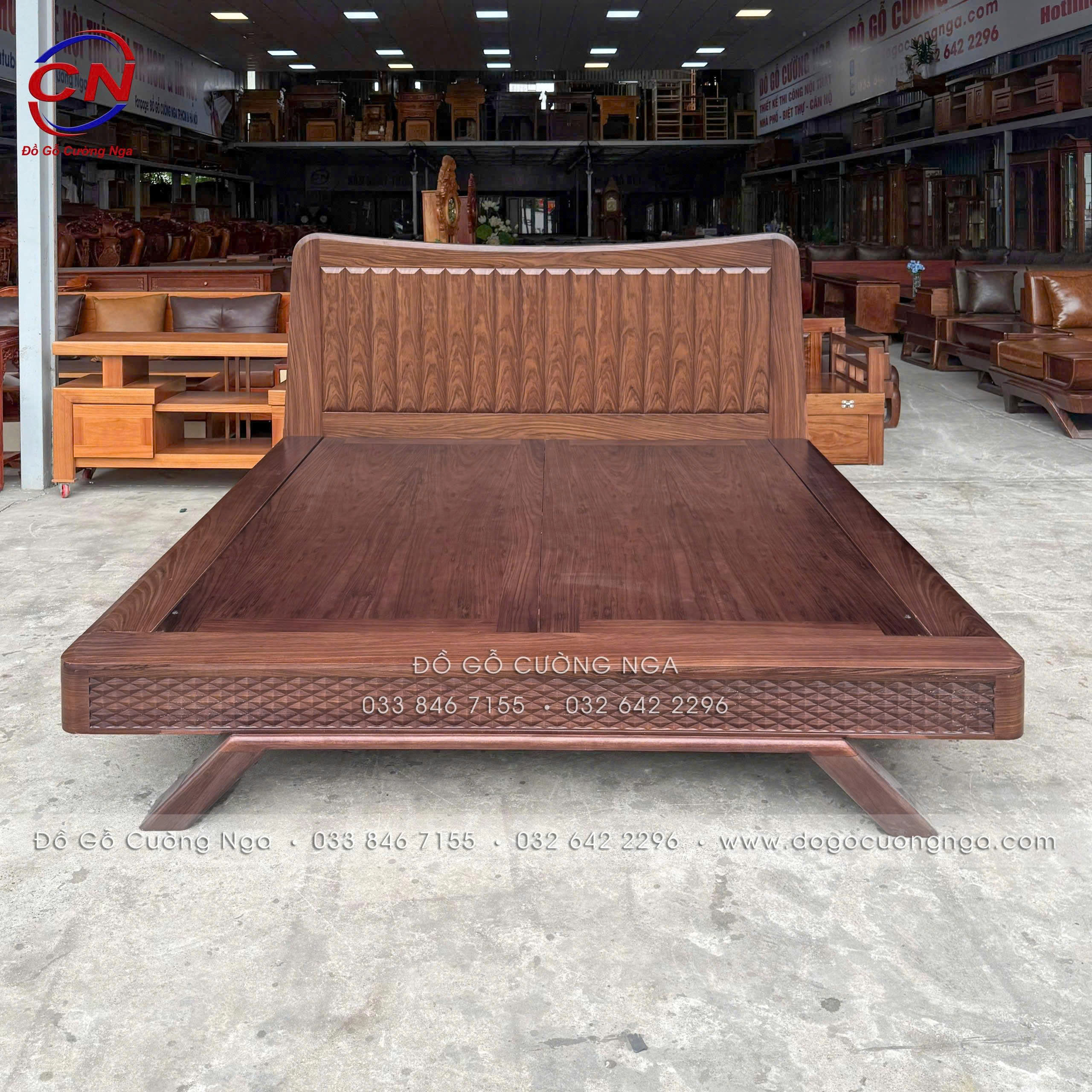 giường gỗ hương xám kiểu nhật chân thuyền