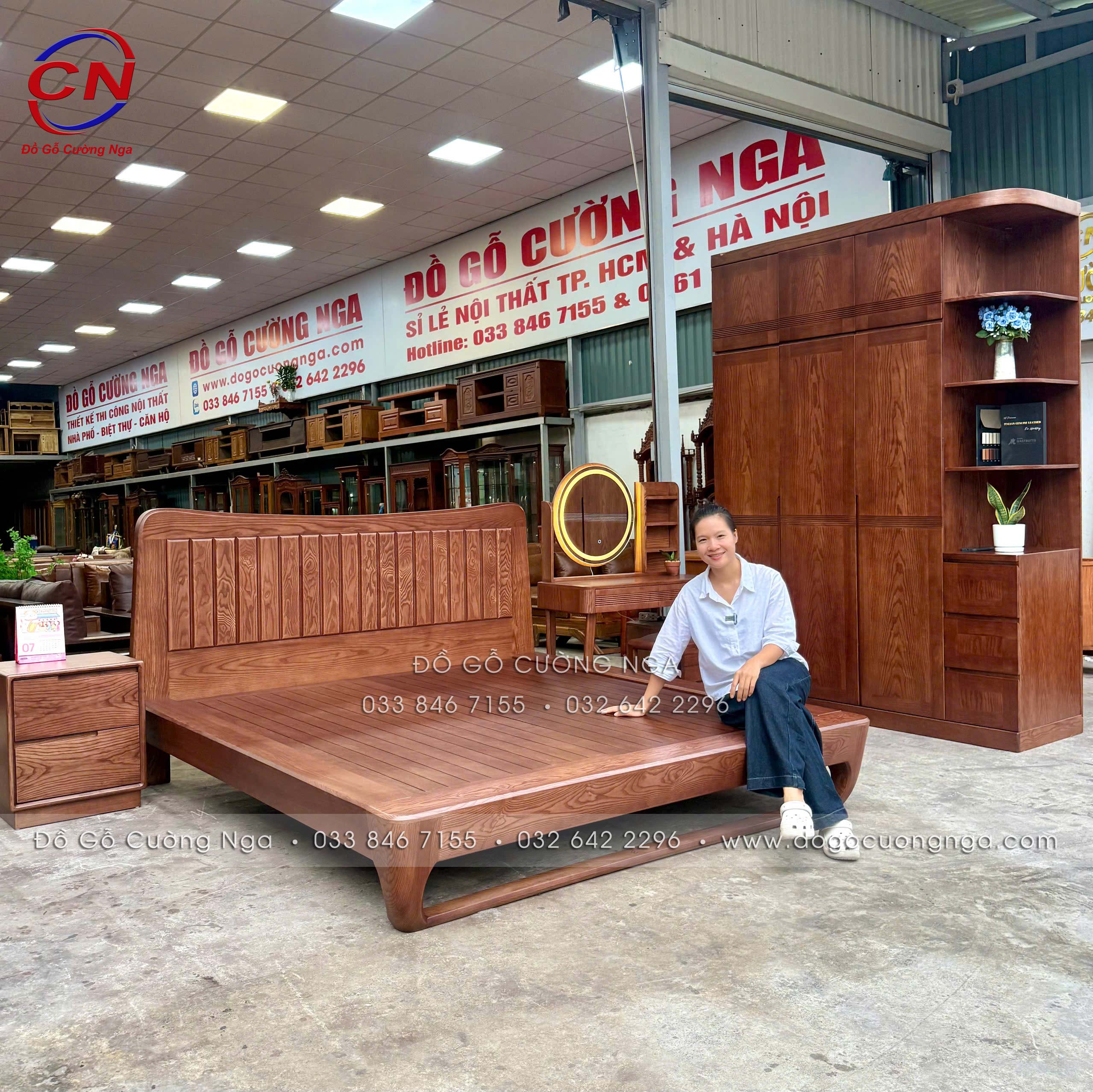 giường nhật chân quỳ gỗ sồi nga