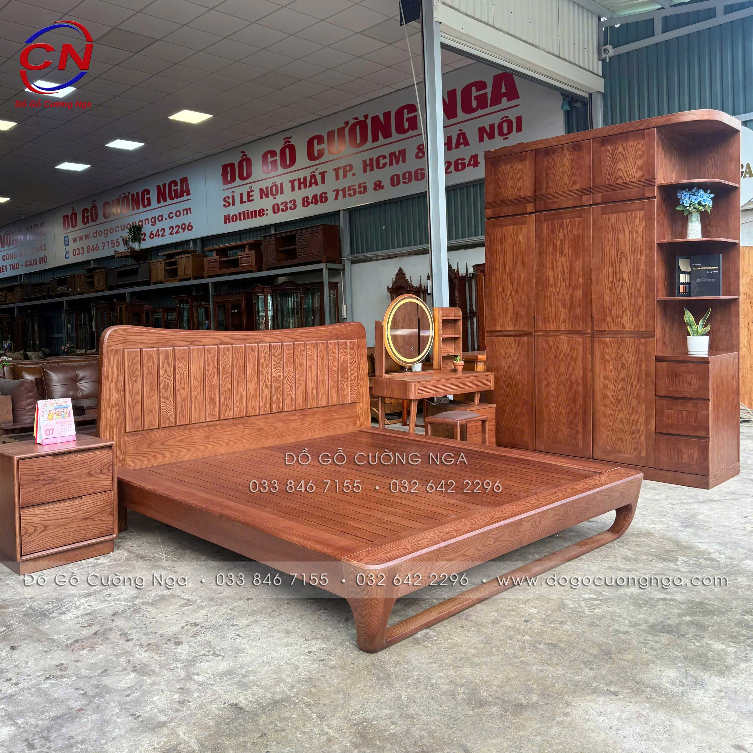 giường nhật chân quỳ gỗ sồi nga