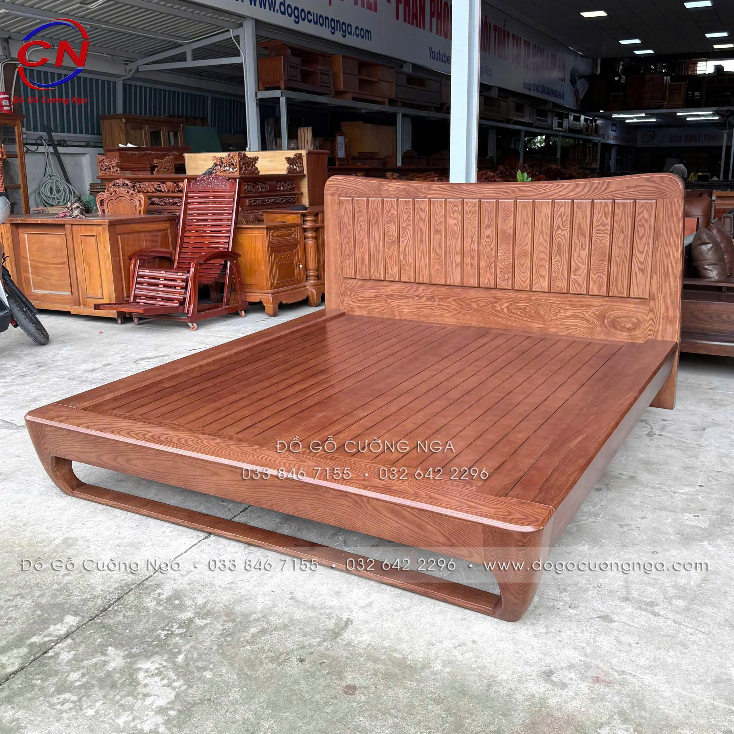giường nhật chân quỳ gỗ sồi nga