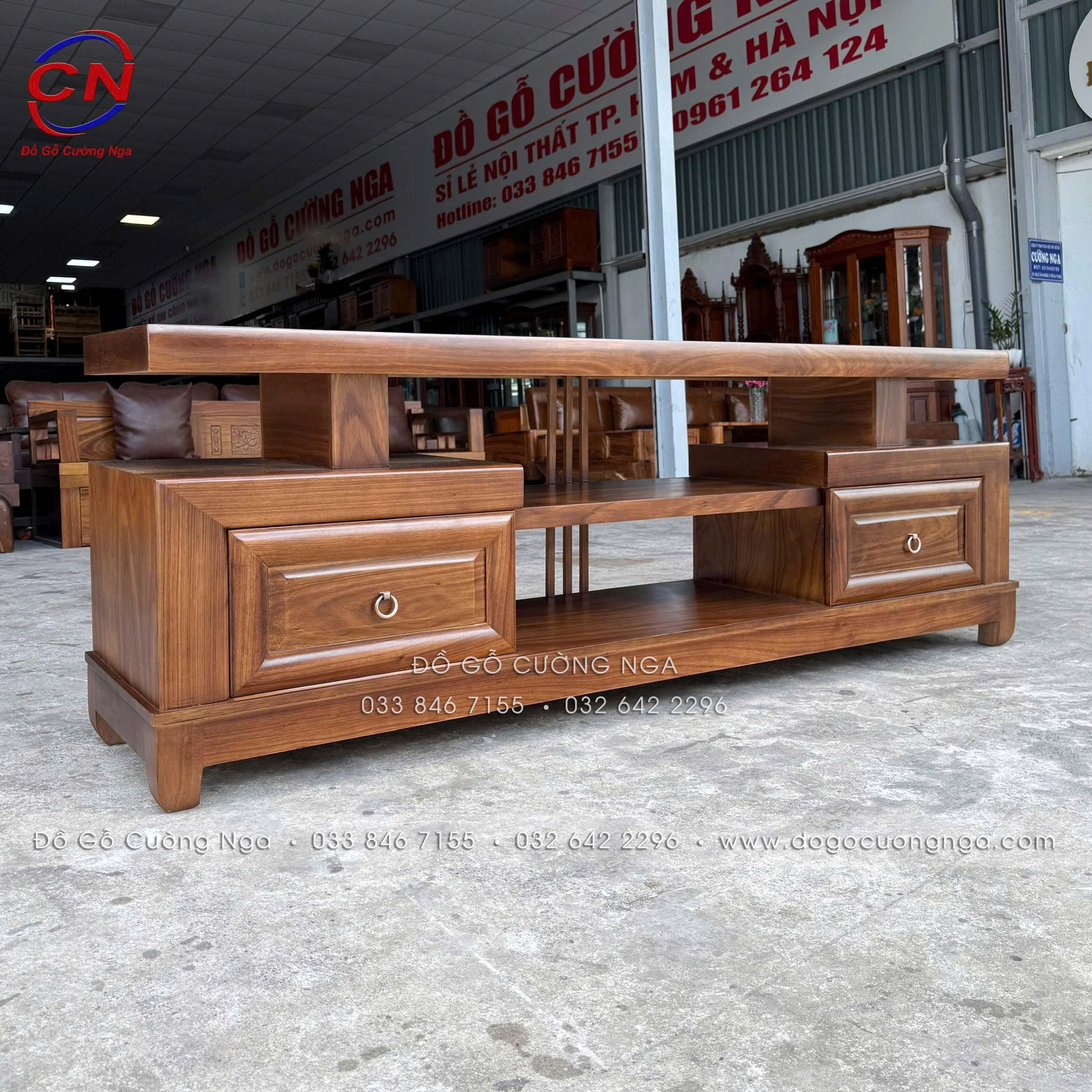 kệ tivi gỗ hương xám màu óc chó