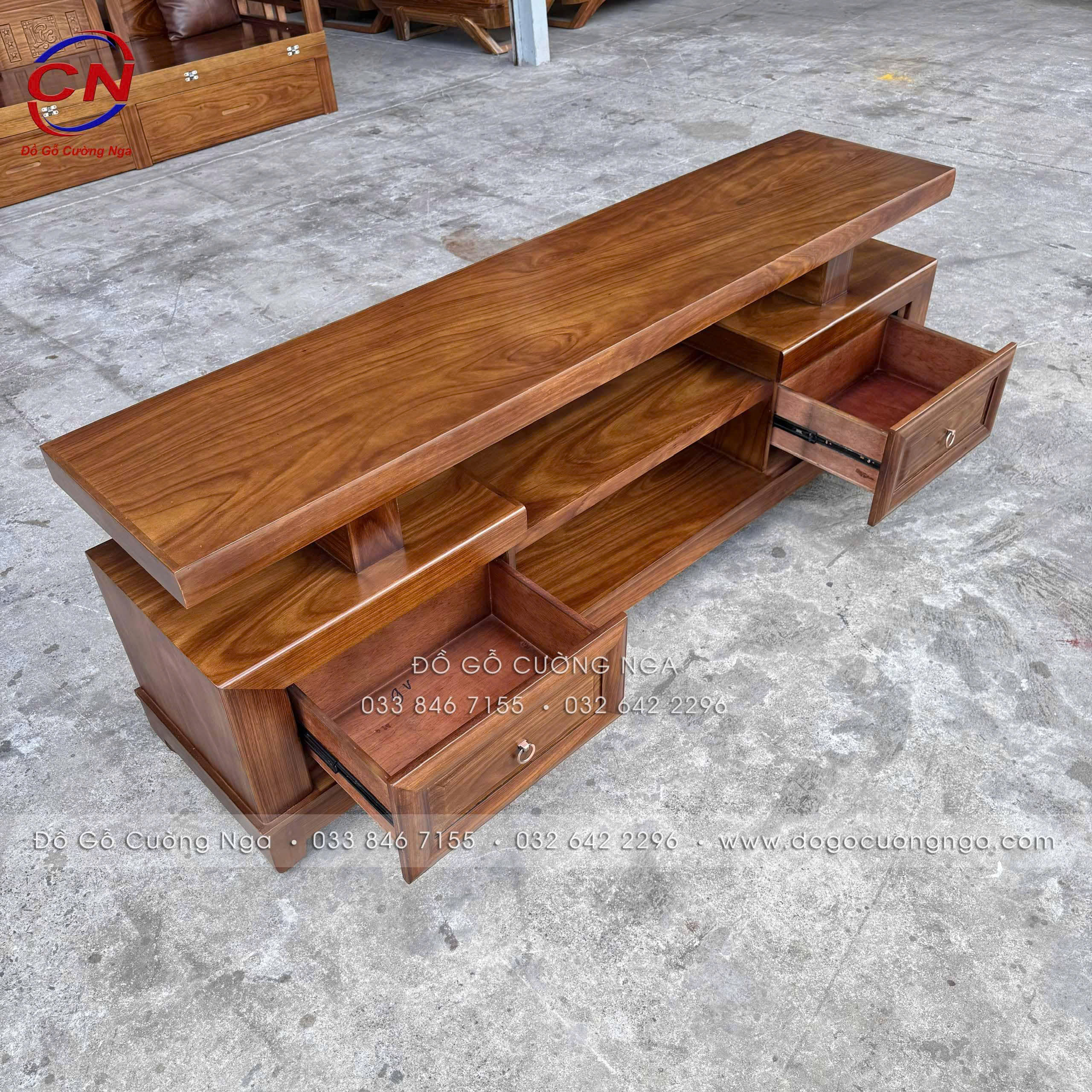 kệ tivi gỗ hương xám màu óc chó