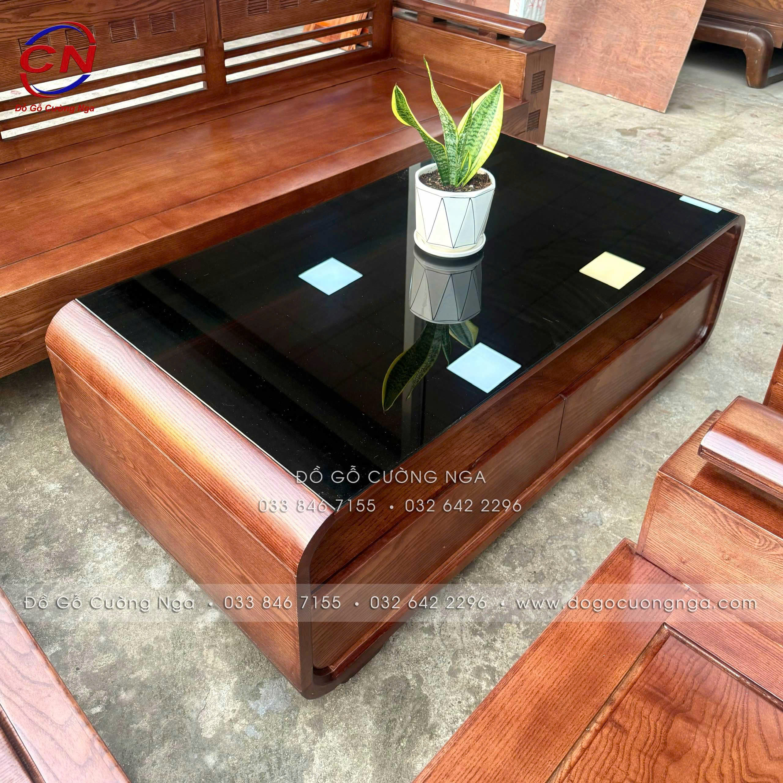 sofa gỗ sồi đối xứng