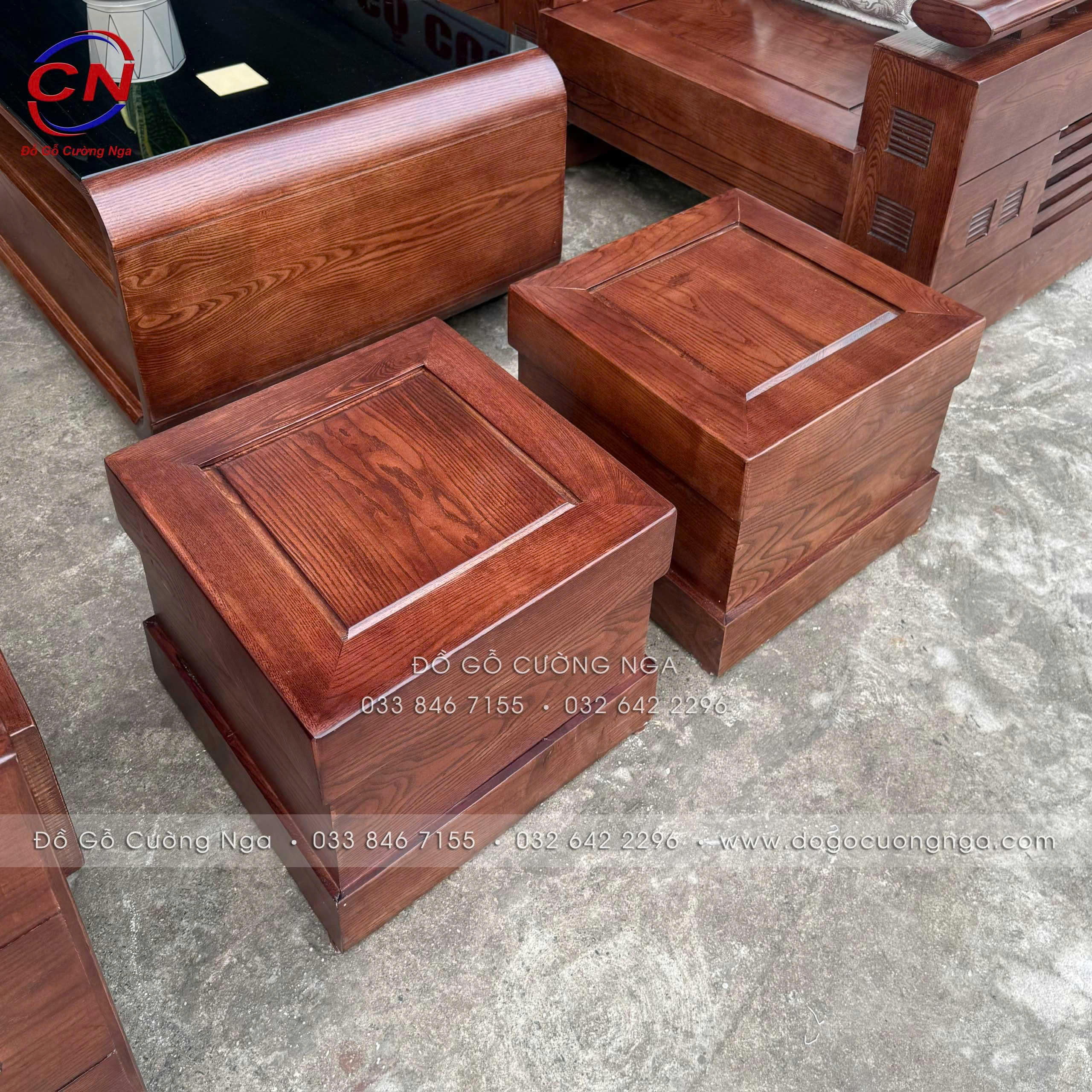 sofa gỗ sồi đối xứng