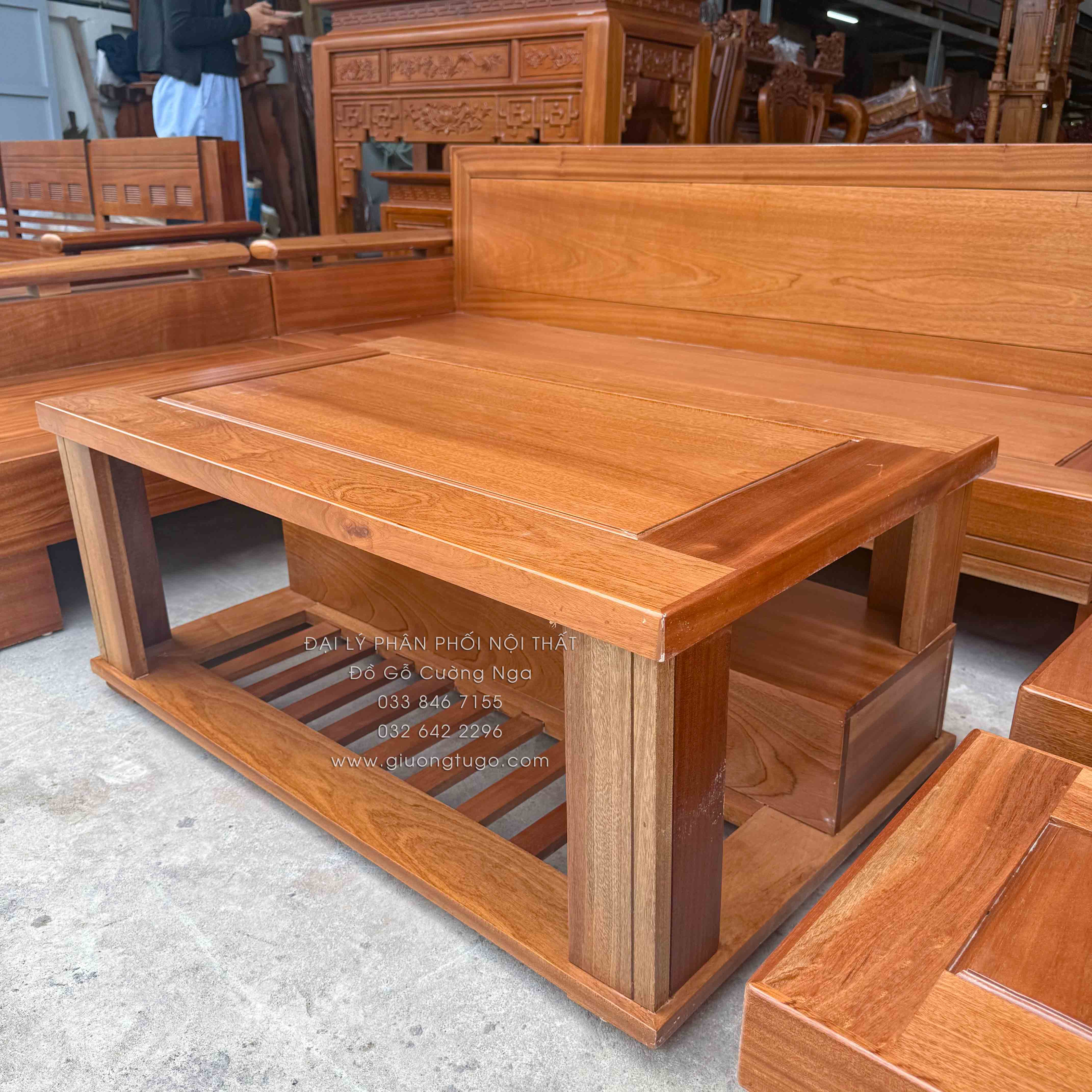 ghế sofa gỗ xoan đào 2m1x1m6 