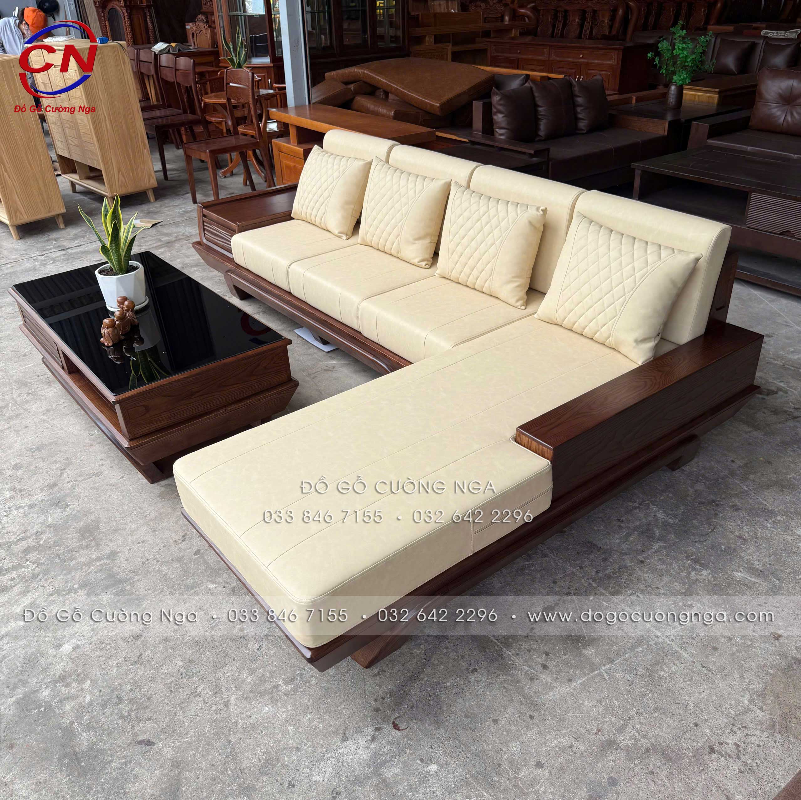 sofa gỗ sồi 
