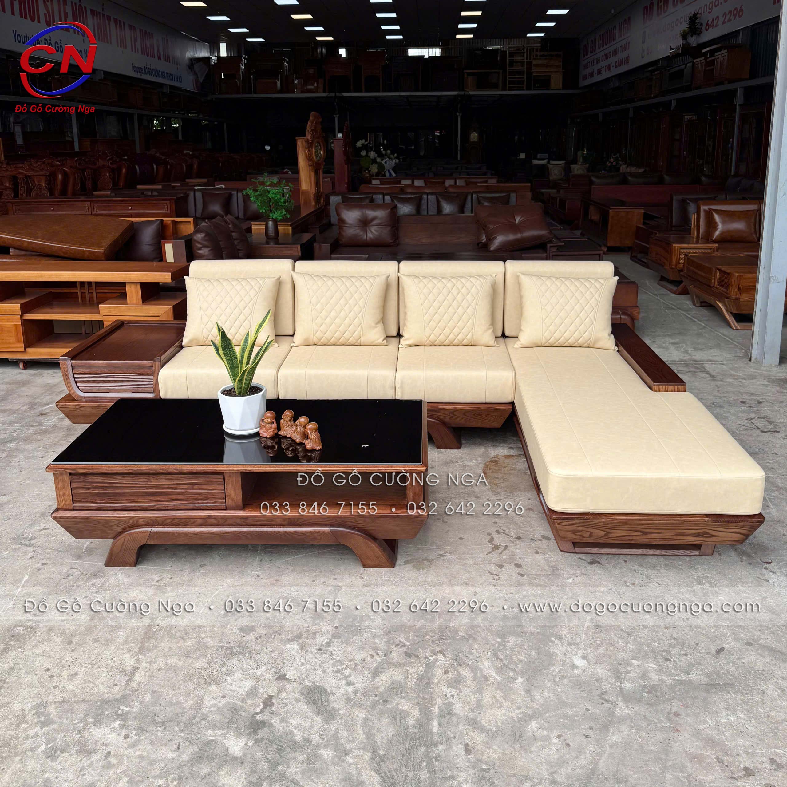 sofa gỗ sồi 